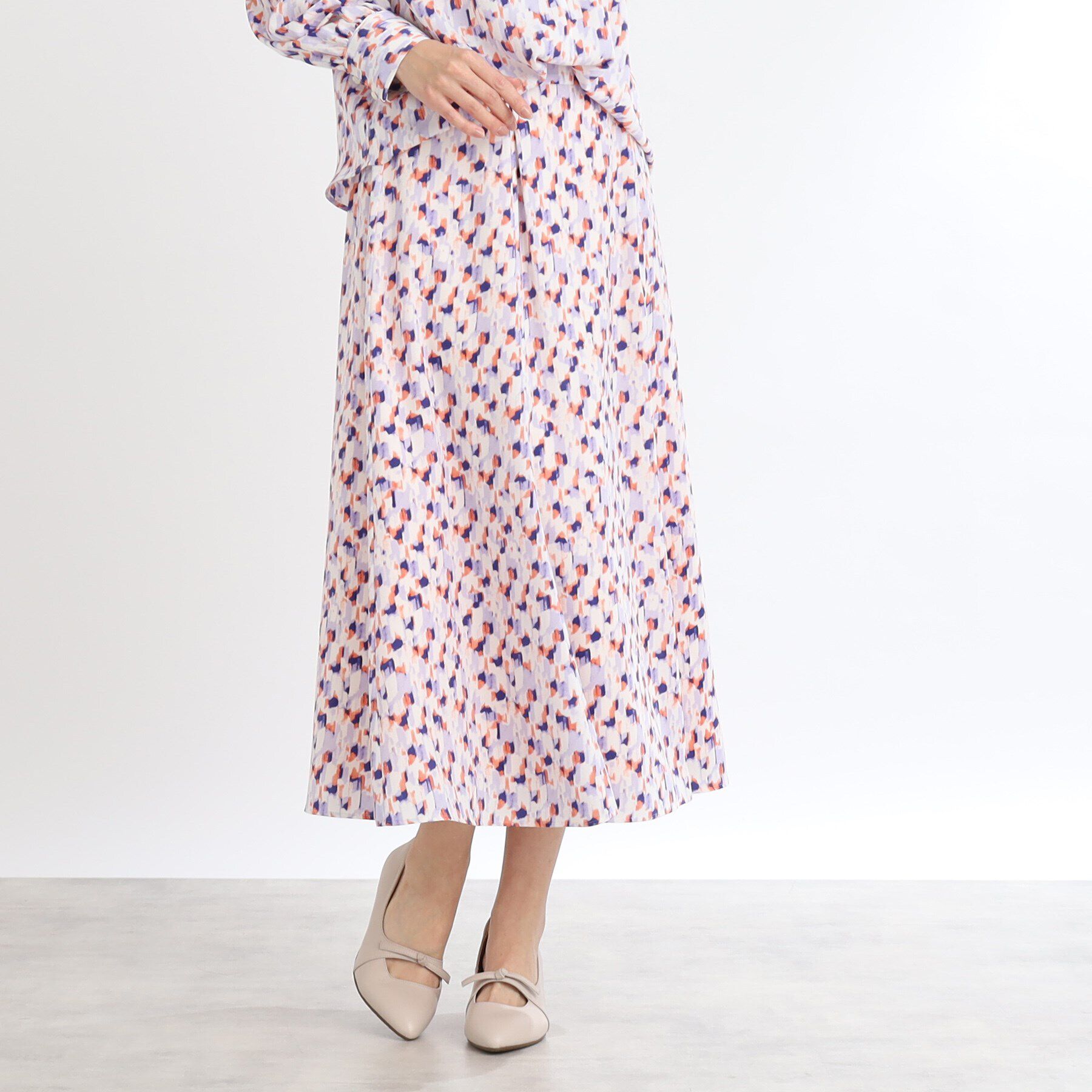 Reflect「【マシンウォッシュ可／セットアップ可】フリュイドプリントスカート」|スカート|