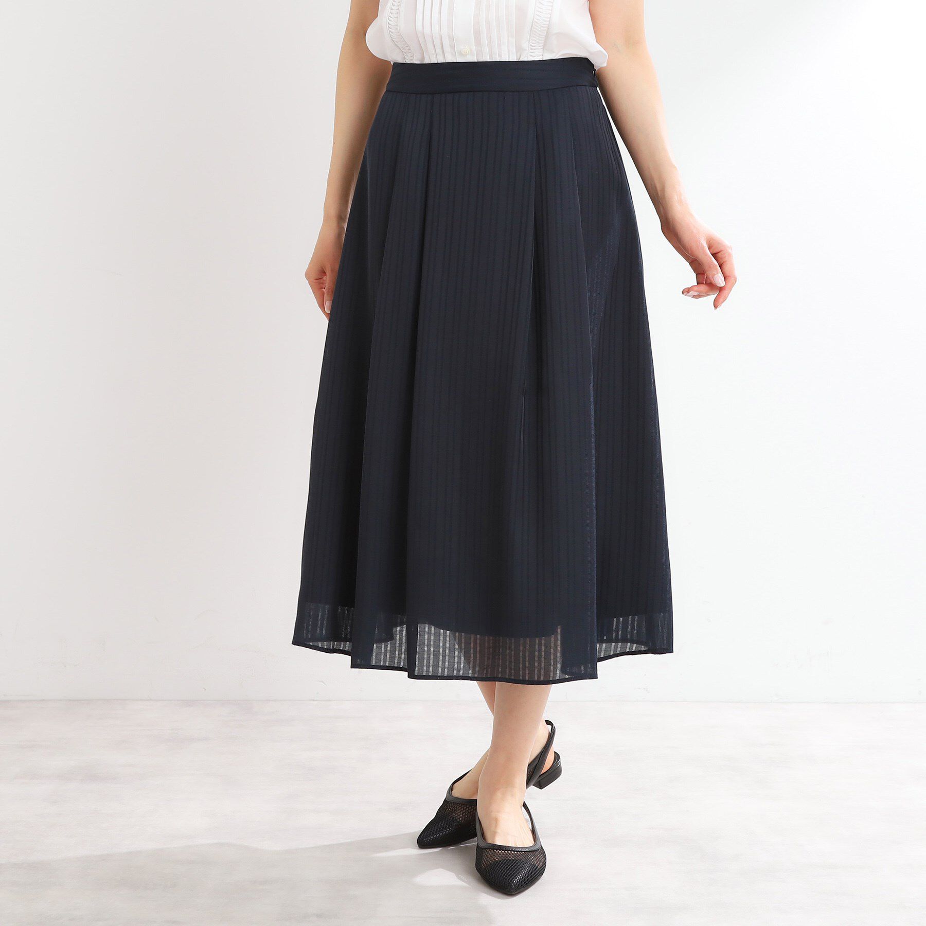 Reflect「【マシンウォッシュ可】Aラインストライプスカート」|スカート|