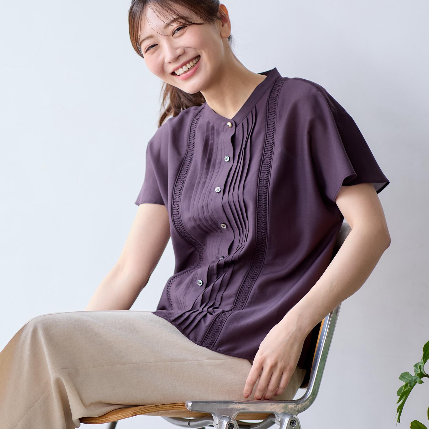 Reflect「【選べる7色◎／手洗い可】フロントピンタックデザインブラウス」|シャツ・ブラウス|