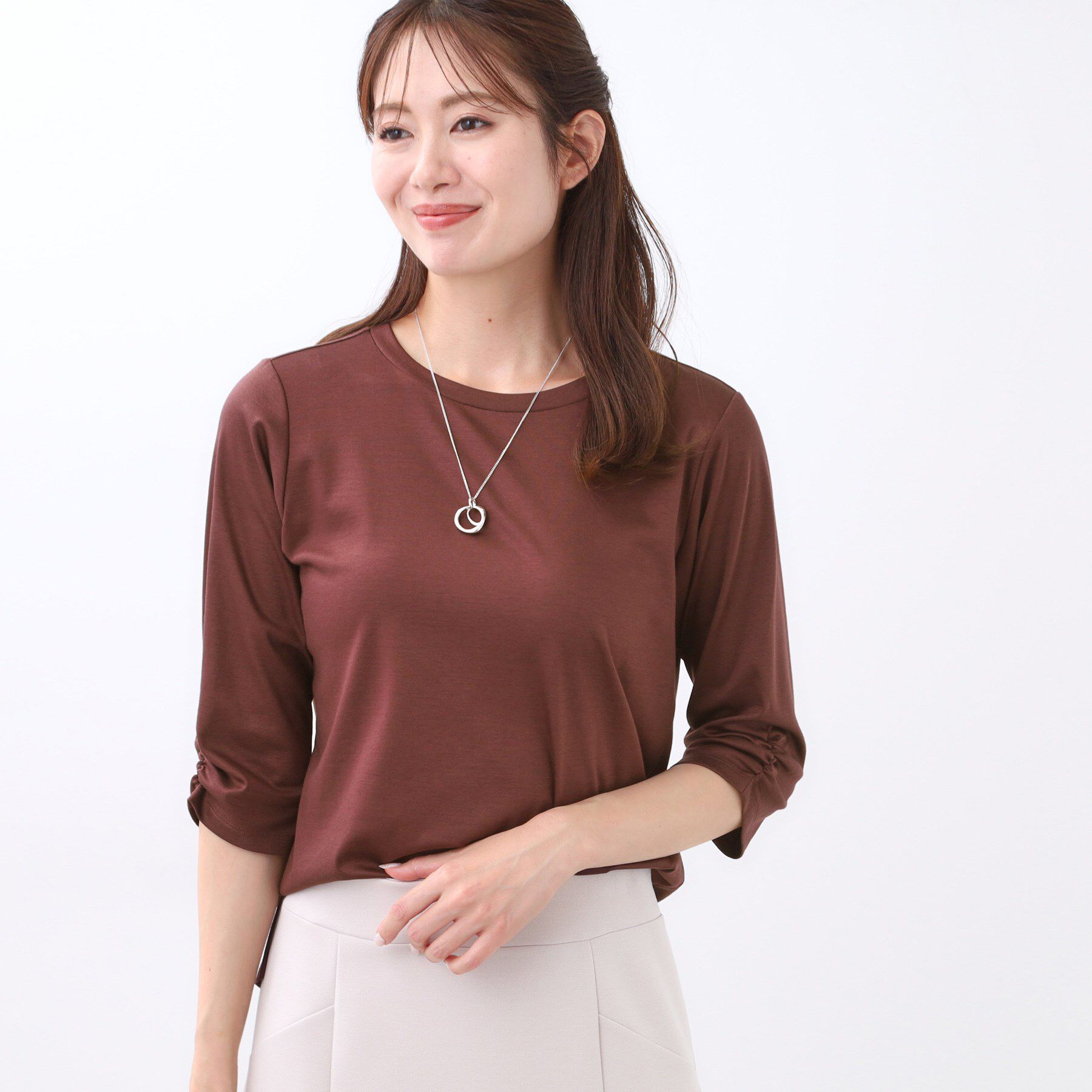 Reflect「【アウターを着てもすっきり／手洗い可／インナーにおすすめ◎】六分袖プルオーバージャージ」|Tシャツ・カットソー|