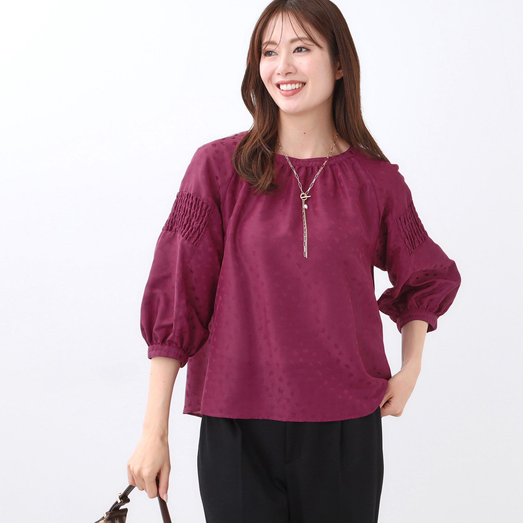 Reflect「【一枚で着映える◎】レオパード風ジャカードブラウス」|シャツ・ブラウス|