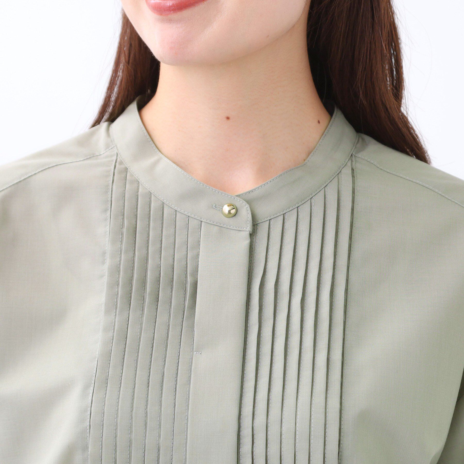 Reflect「【程よいゆとり感／体型カバー】ピンタックデザインシャンブレーブラウス」|シャツ・ブラウス|