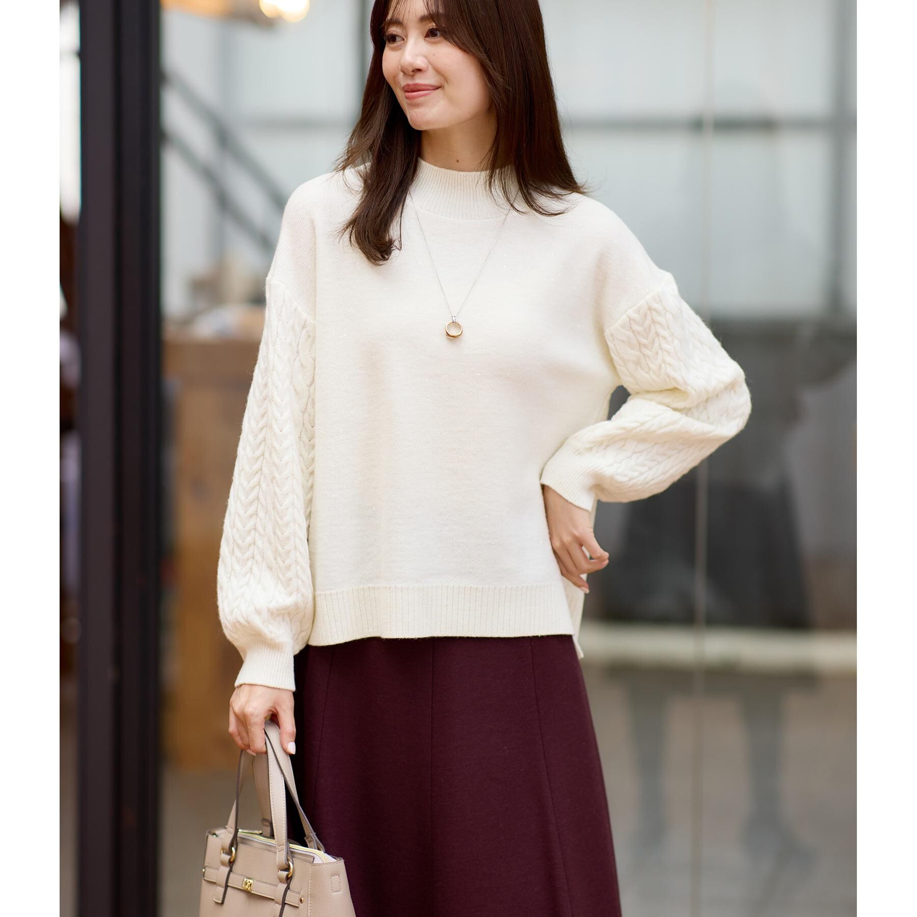 Reflect「【一枚で着映え◎／ゆったりシルエット】ラメ&times;スパンコールウール混ニット」|ニット・セーター|