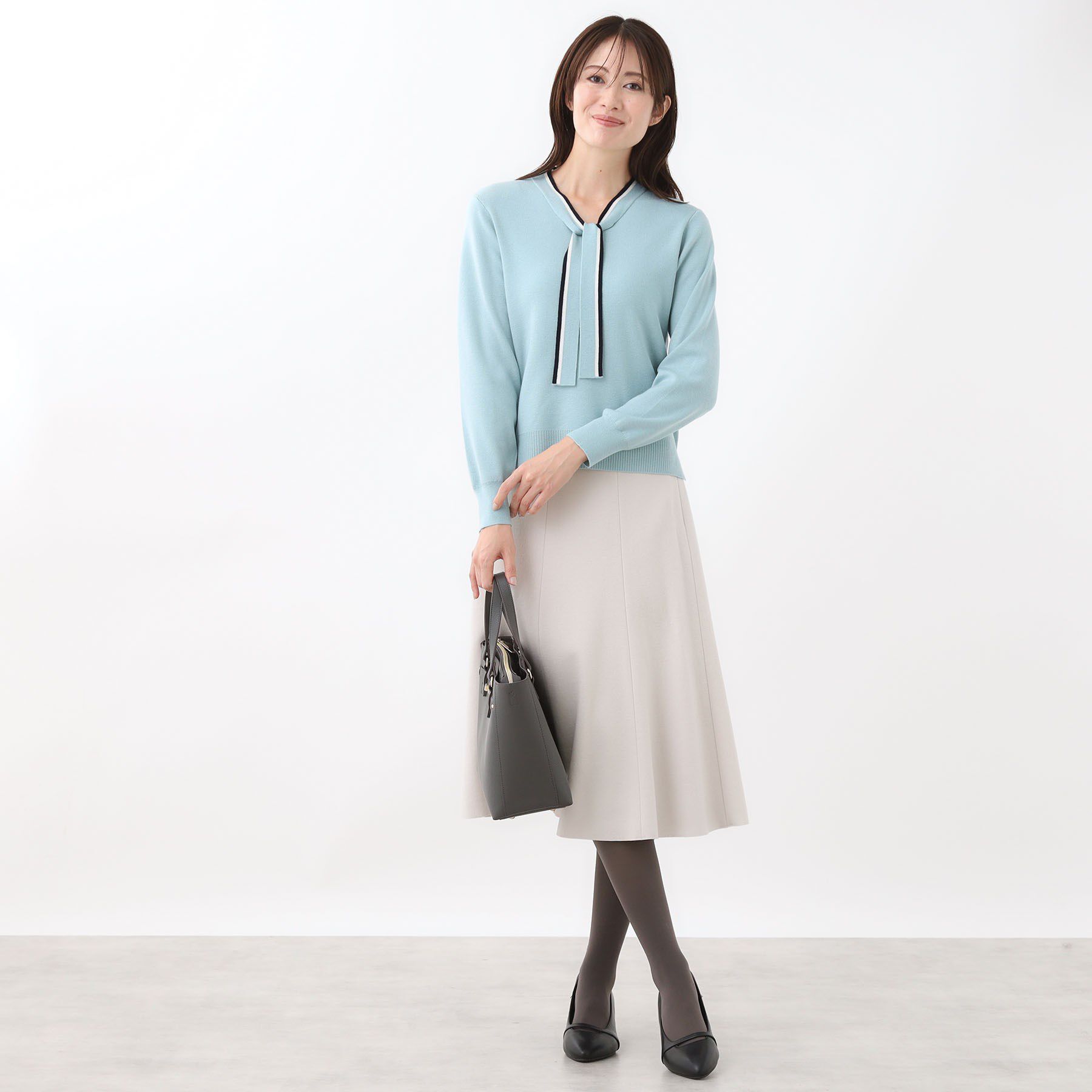 Reflect「【秋映え／なめらかな着心地】バイカラーボウタイ付きニット」|ニット・セーター|