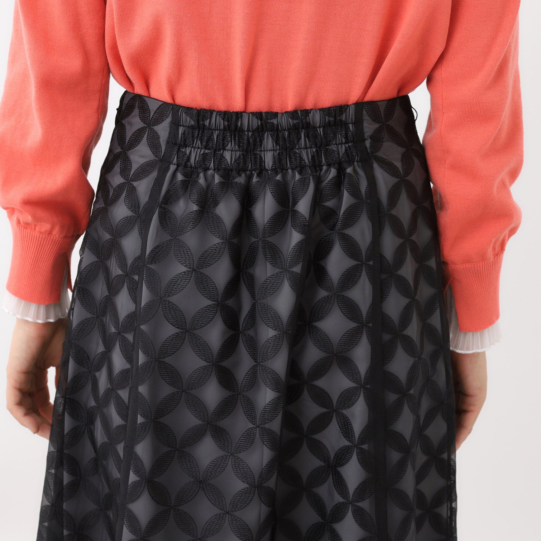 Reflect「【ウエストリボン付き】フラワー柄シアーフレアスカート」|スカート|