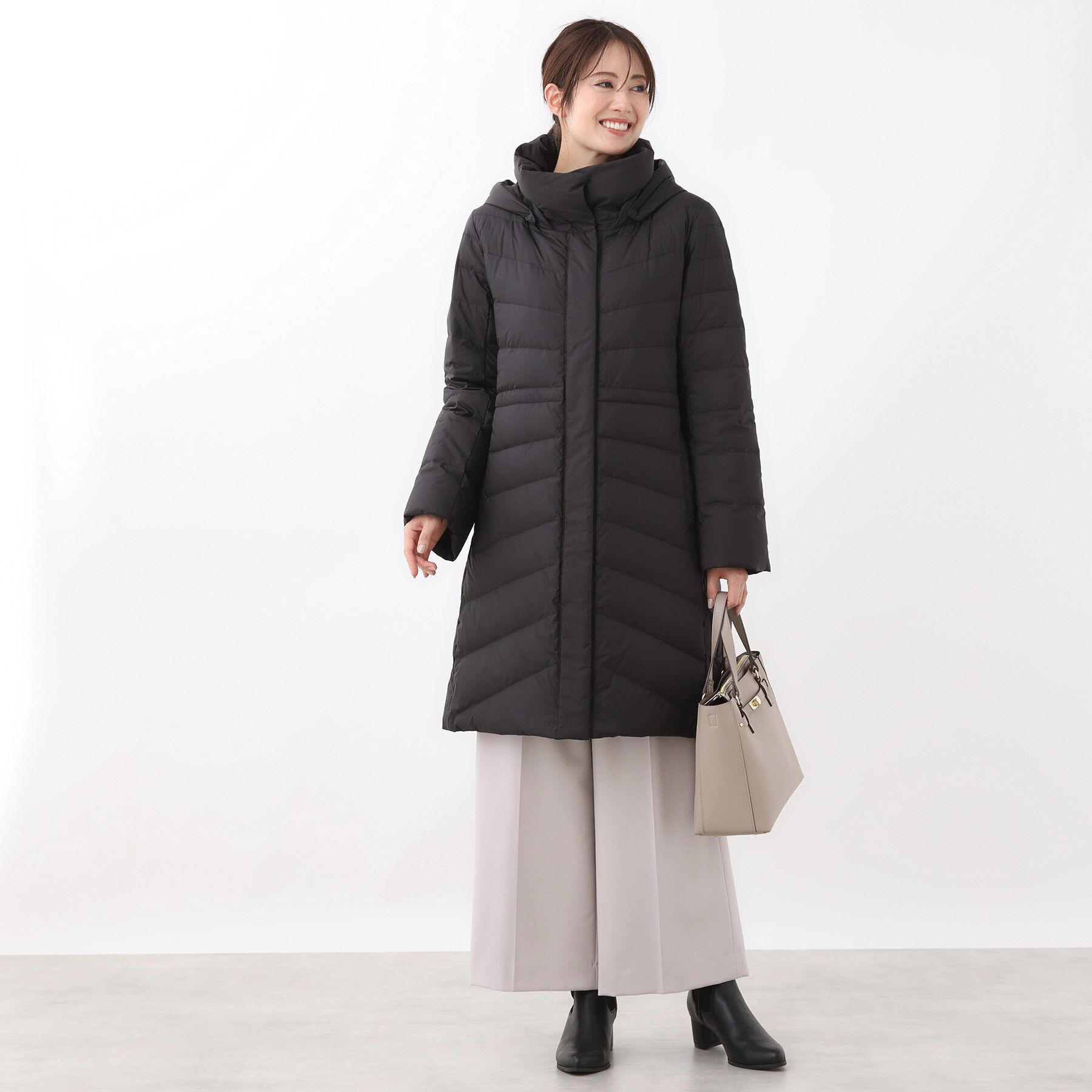 Reflect「【定番人気／ウエスト調整可】フーデッドロングダウンコート」|ダウン|