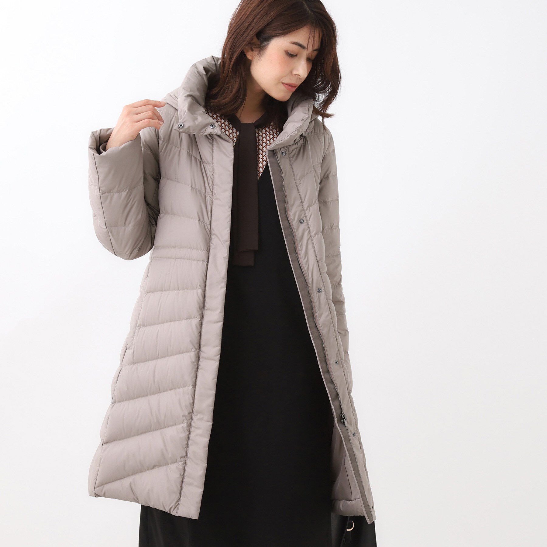 Reflect「【定番人気／ウエスト調整可】フーデッドロングダウンコート」|ダウン|