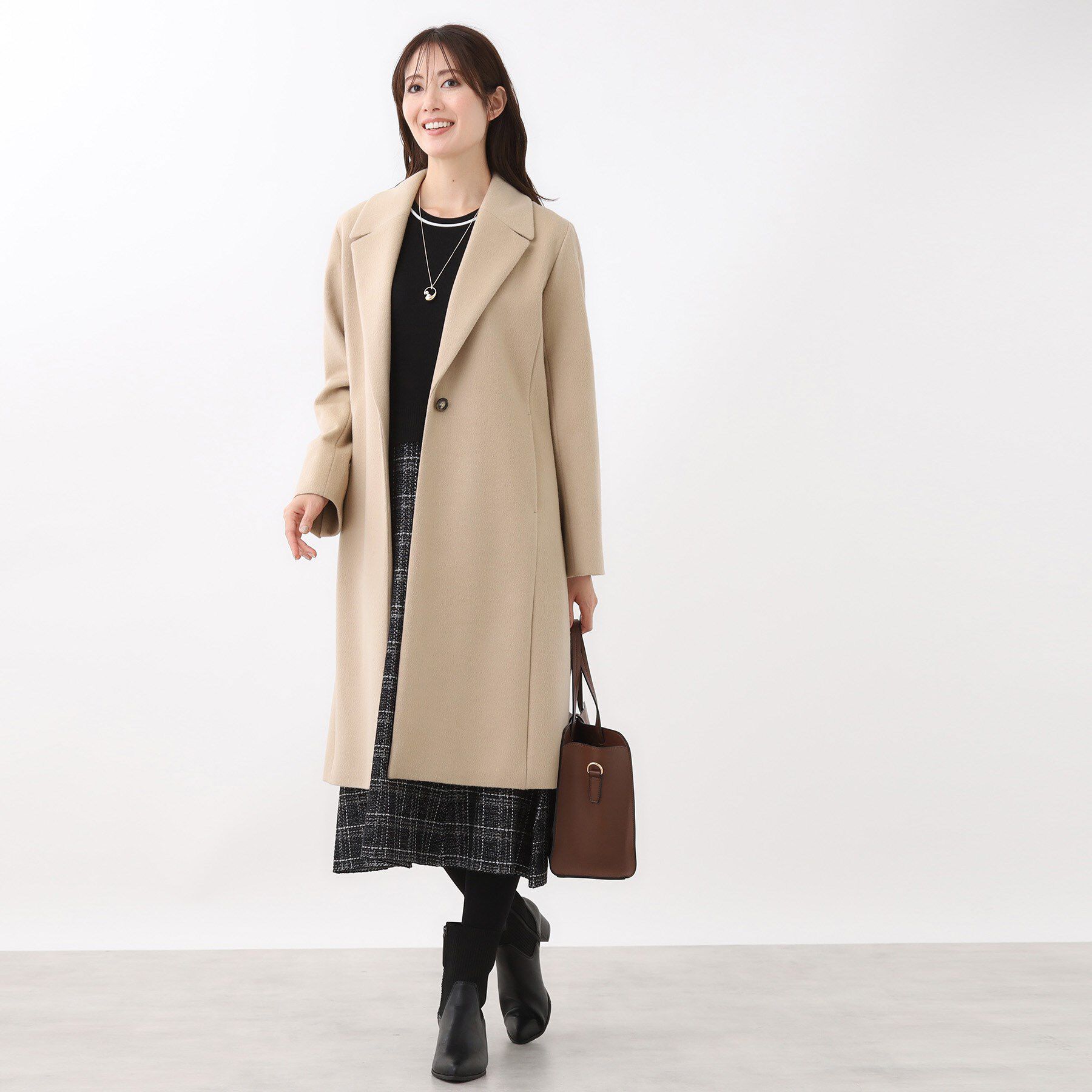 Reflect「【選べる6色】テーラードカラーロングウール混コート」|チェスターコート|