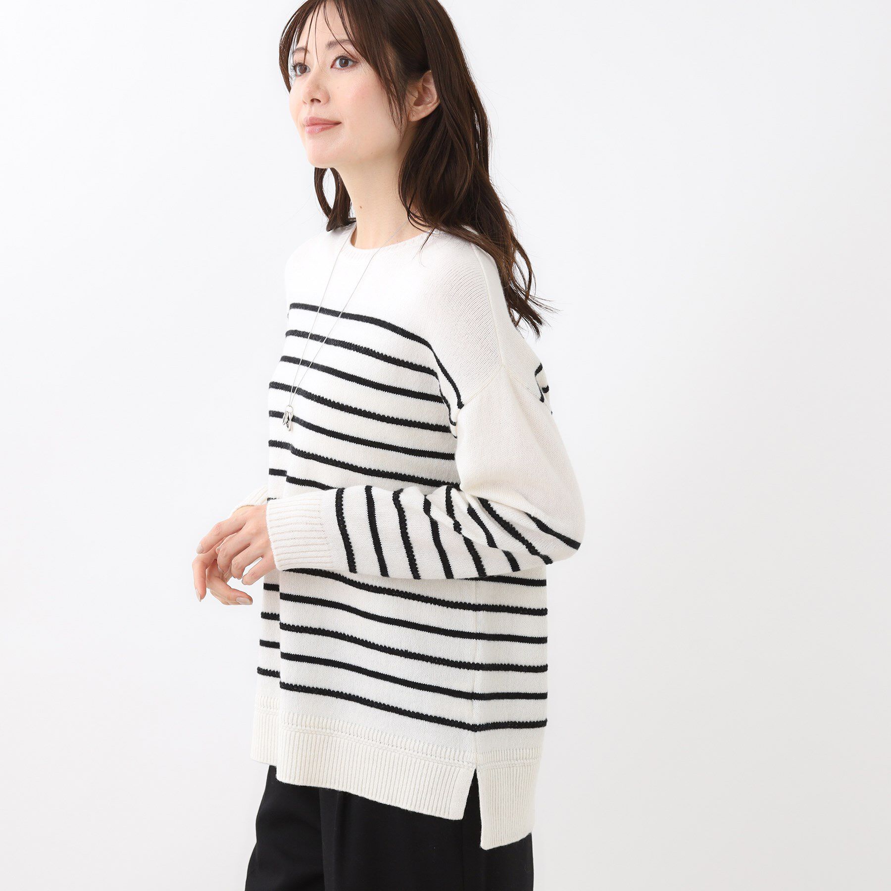 Reflect「【ゆったり着られる◎】ボートネックボーダーニット」|ニット・セーター|