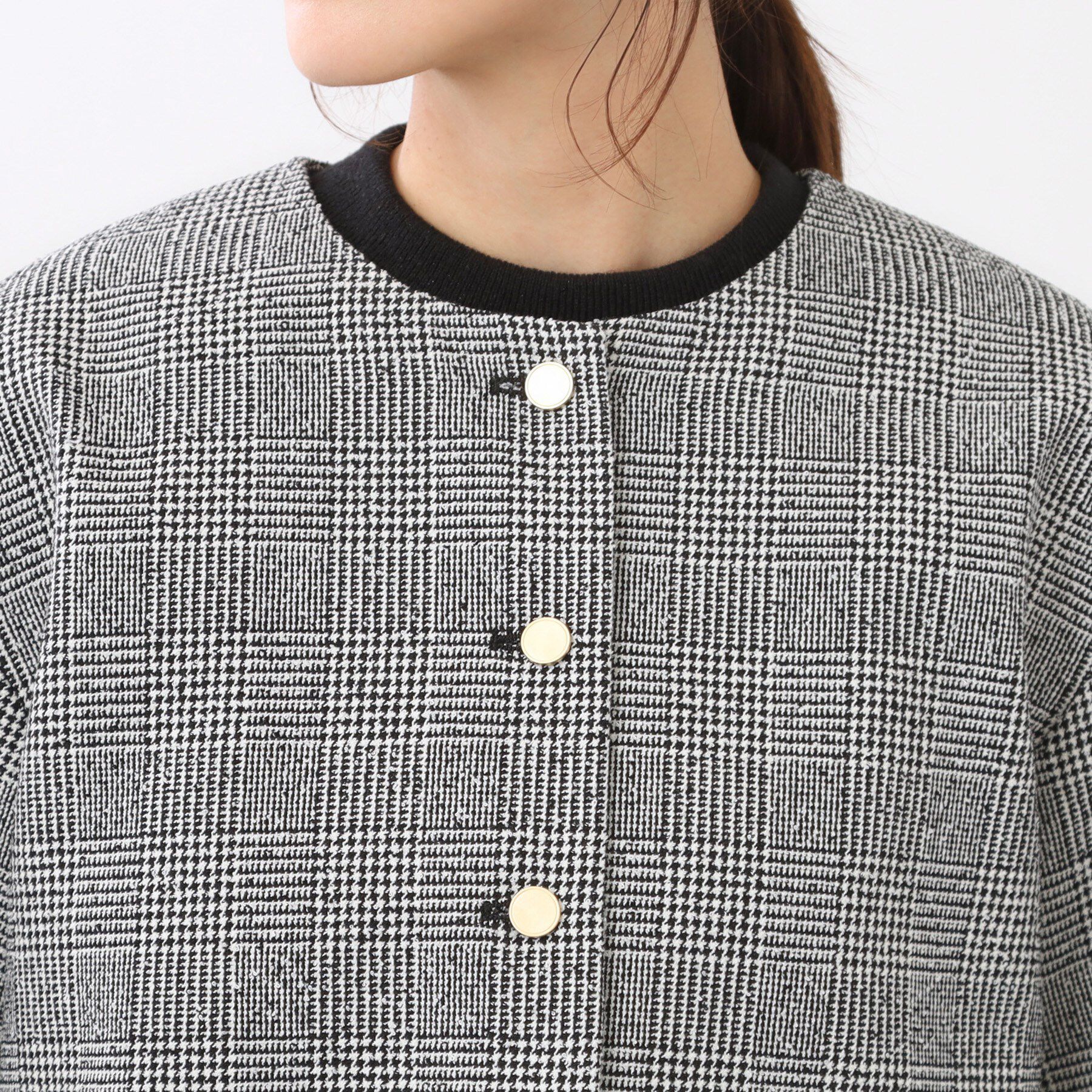 Reflect「【着映え◎／アームホールゆったり】グレンチェックジャコット」|ノーカラージャケット|