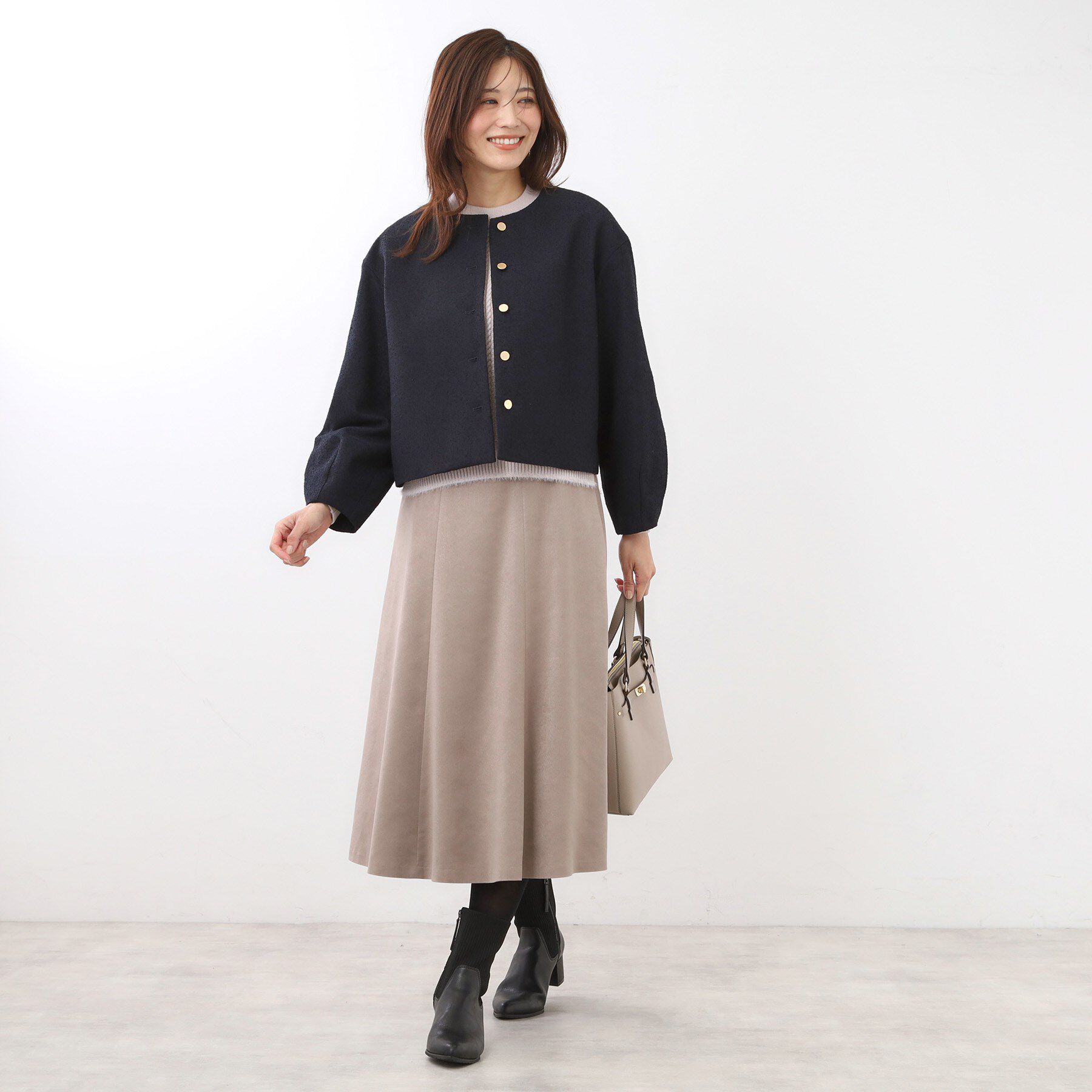 Reflect「【着映え◎／アームホールゆったり】グレンチェックジャコット」|ノーカラージャケット|