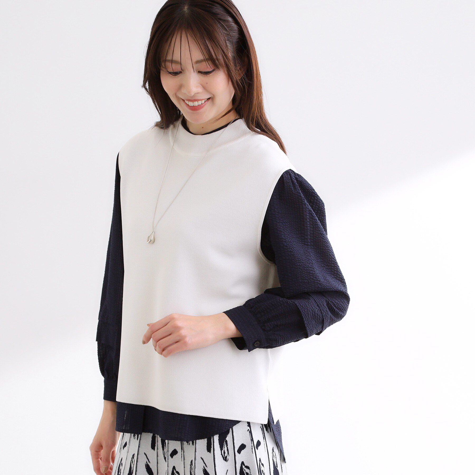 Reflect「【セットアップ可】ダブルジャカードニットベスト」|ニット・セーター|