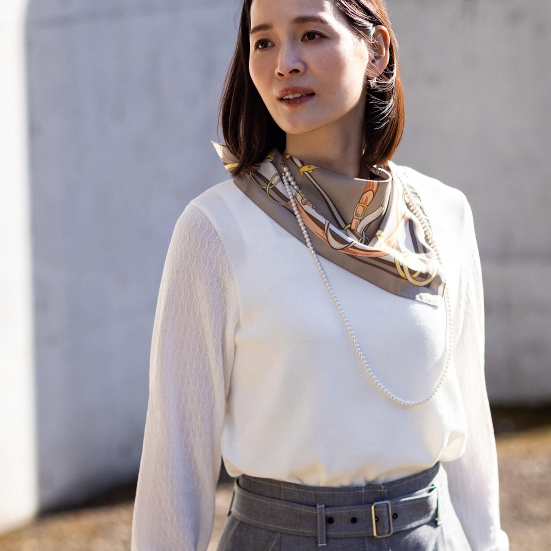 Reflect「透かしスリーブデザインハイゲージニット」|ニット・セーター|オフホワイト(003