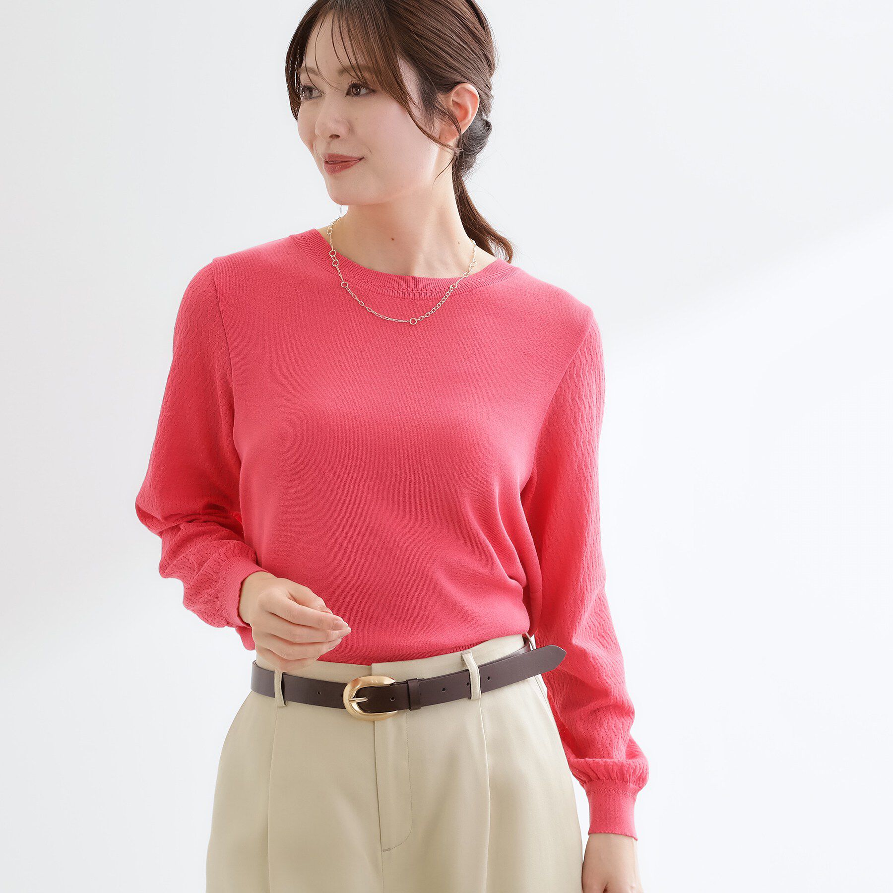 Reflect「透かしスリーブデザインハイゲージニット」|ニット・セーター|