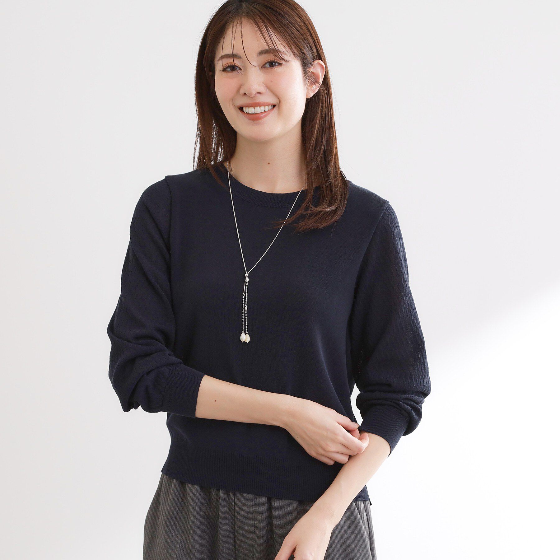 Reflect「透かしスリーブデザインハイゲージニット」|ニット・セーター|