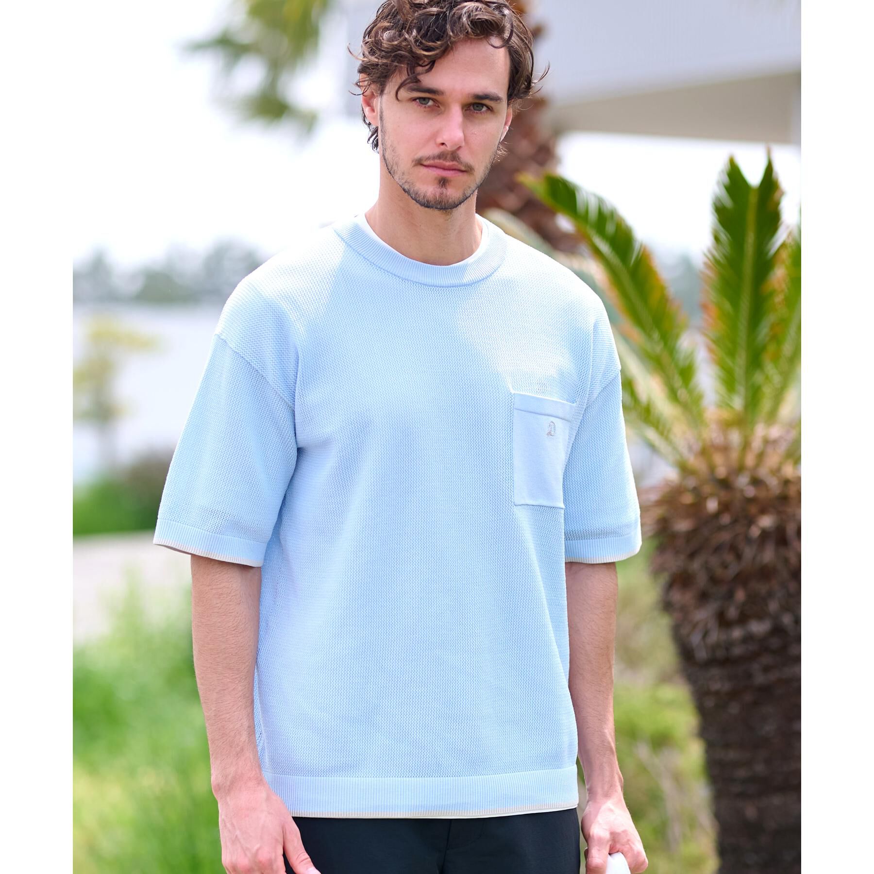 DRESSTERIOR「ドライメッシュニット」|ニット・セーター|サックスブルー(09