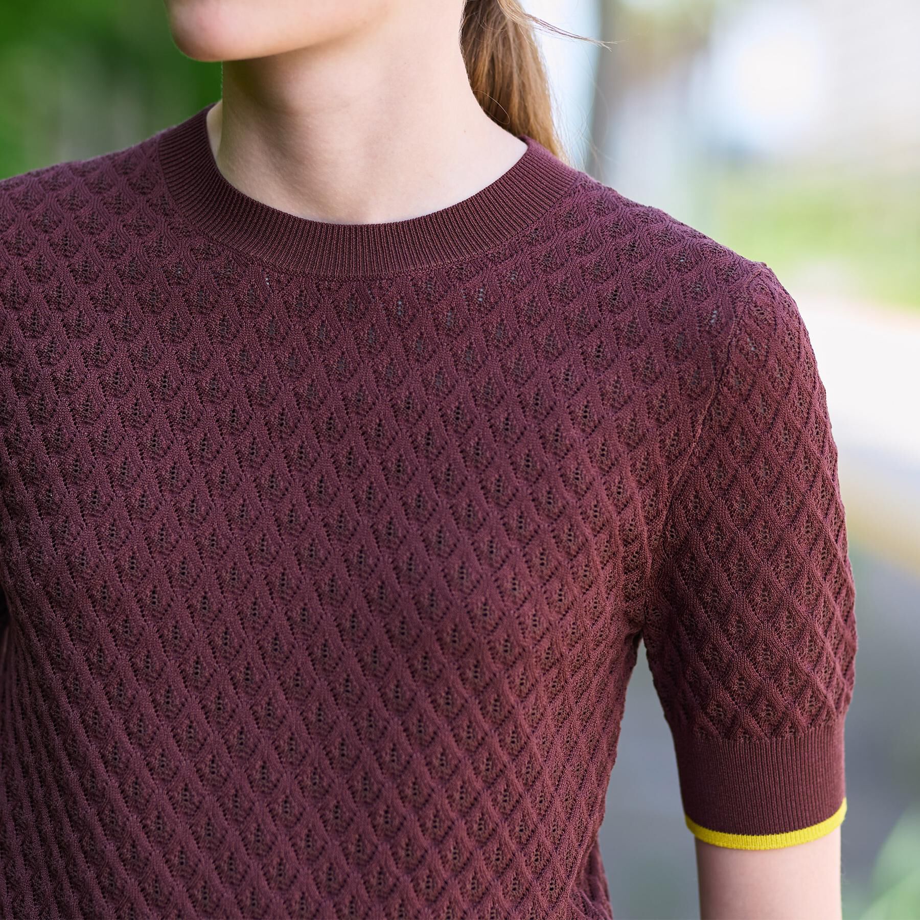 DRESSTERIOR「【6色展開/オンオフ】レース編みハーフスリーブニット」|ニット・セーター|