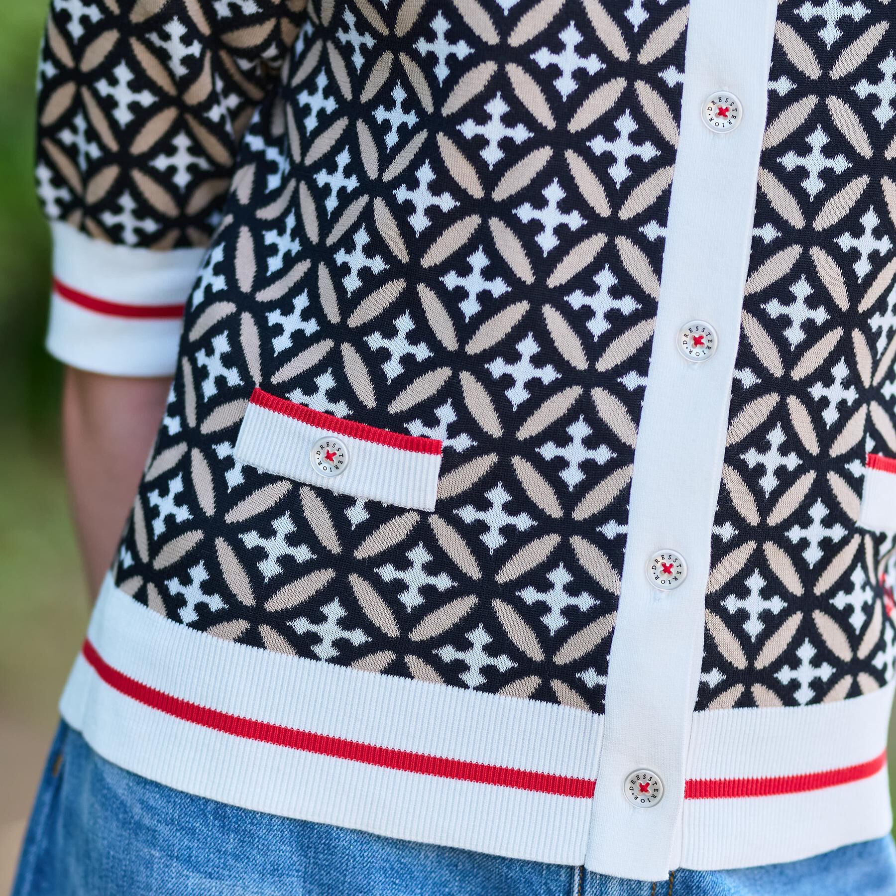 DRESSTERIOR「オーバーラップサークルハーフスリーブカーディガン」|カーディガン|