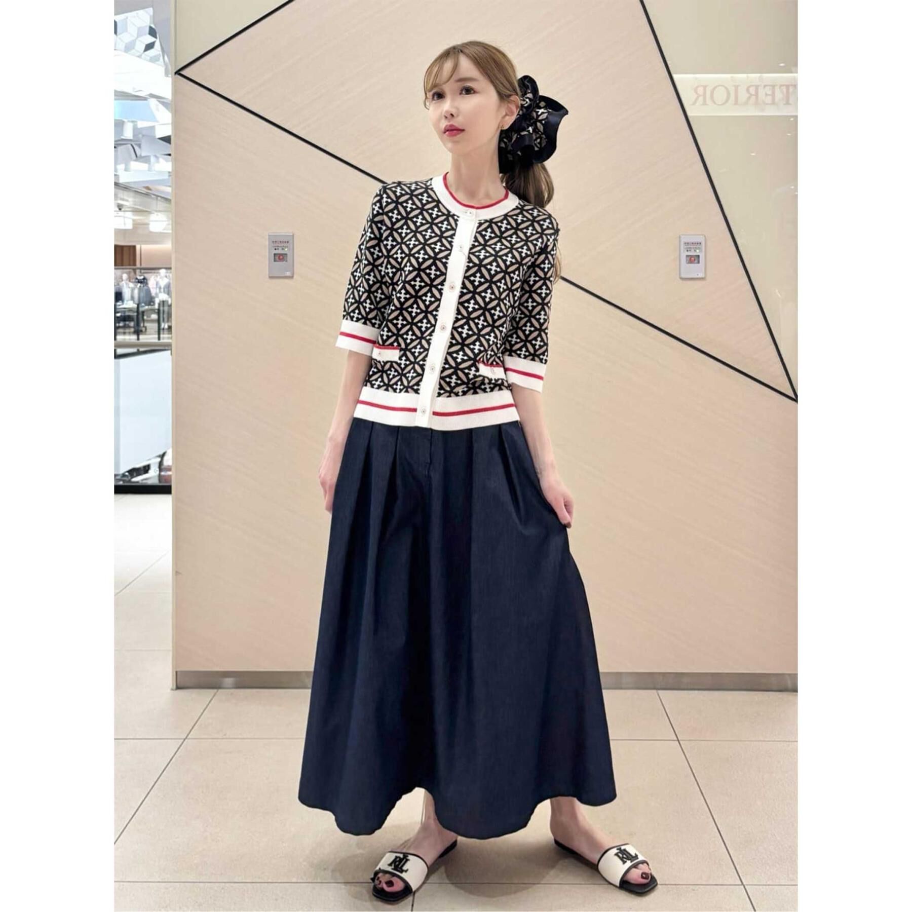 DRESSTERIOR「オーバーラップサークルハーフスリーブカーディガン」|カーディガン|