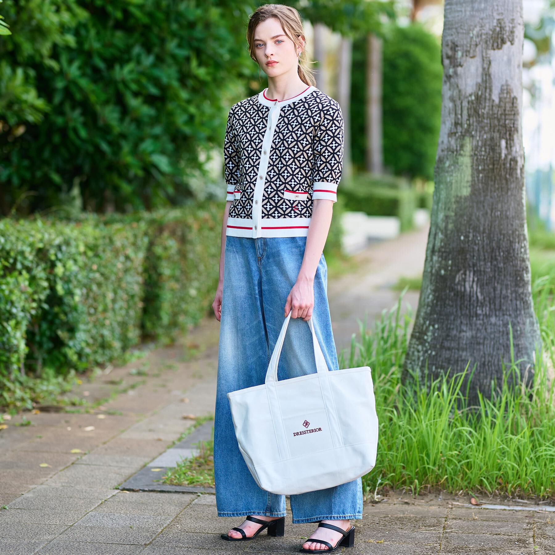 DRESSTERIOR「オーバーラップサークルハーフスリーブカーディガン」|カーディガン|