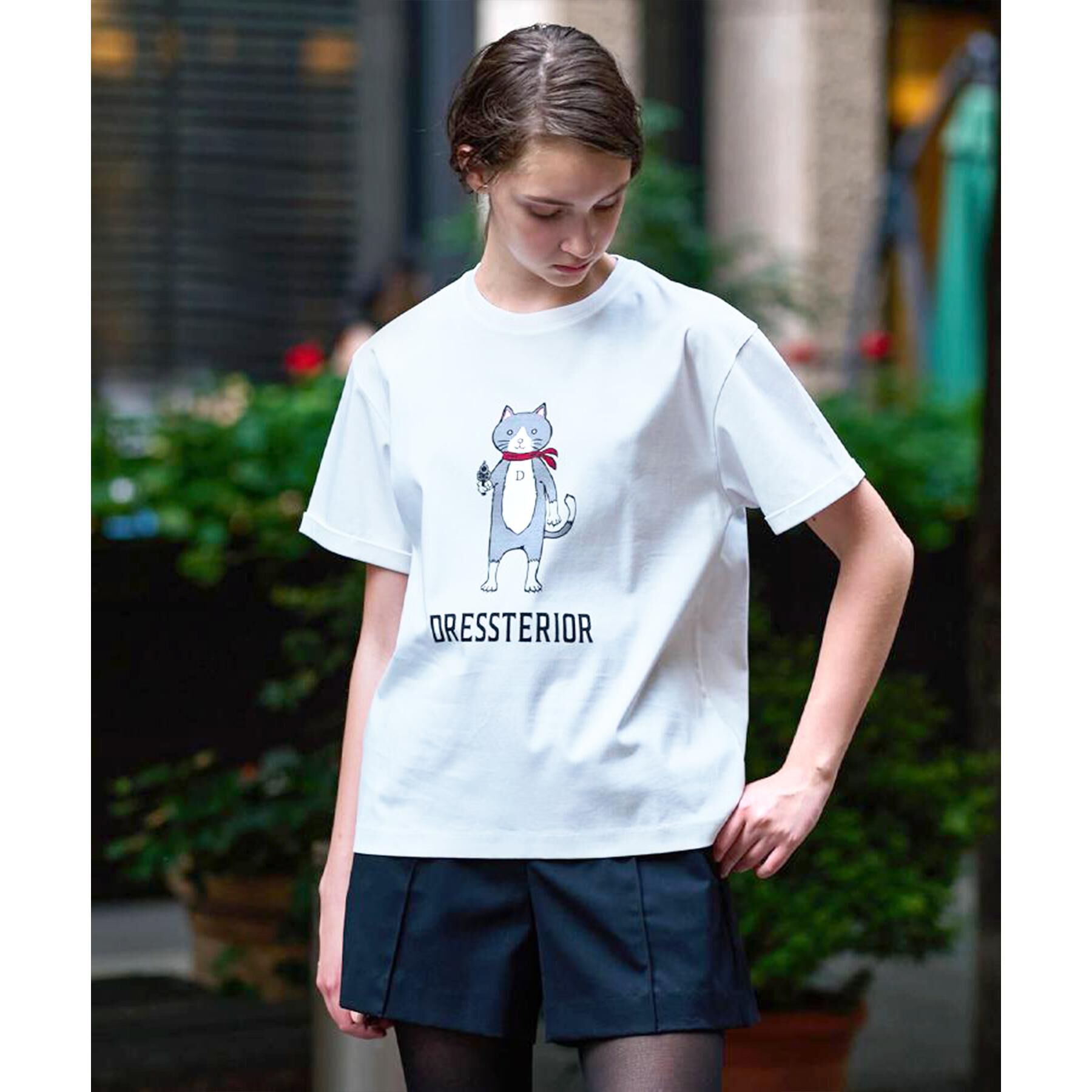 DRESSTERIOR「【接触冷感／抗菌防臭／消臭】アイスクリアコットンキャットTシャツ」|Tシャツ・カットソー|