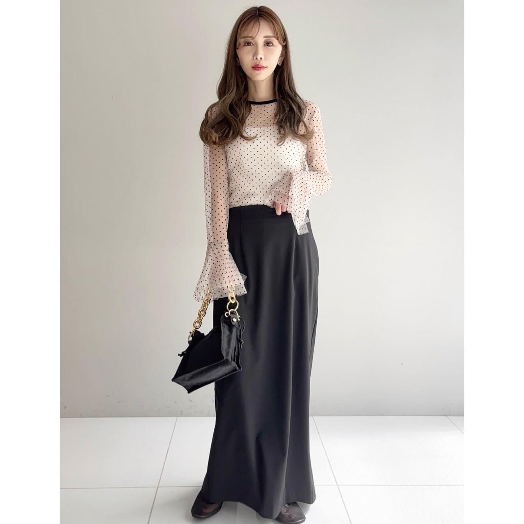 DRESSTERIOR「【洗える/シアー素材】シアードットベルスリーブカットソー」|Tシャツ・カットソー|