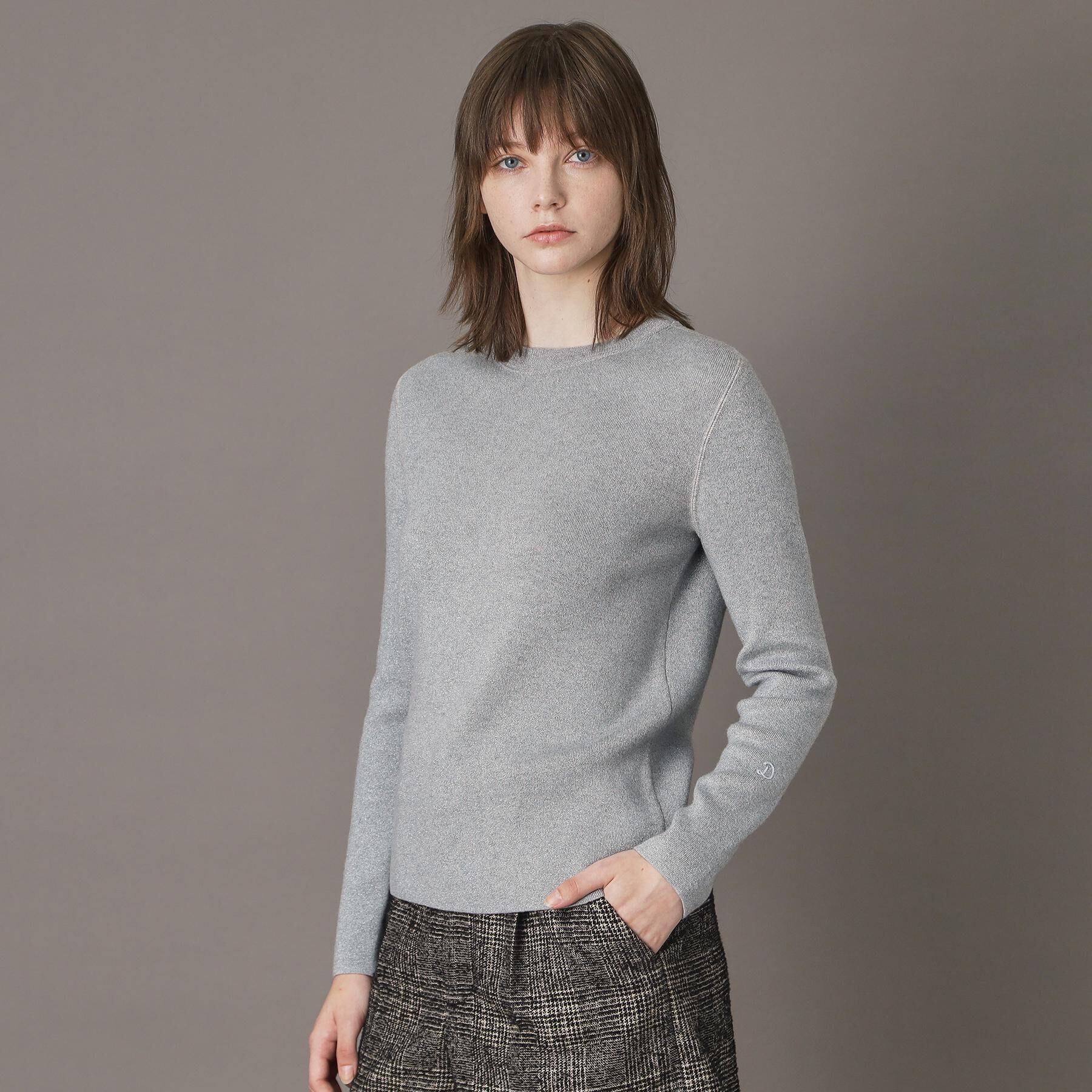 DRESSTERIOR「【ウォッシャブル】ラメコットンカシミヤニット」|ニット・セーター|グレー(012)