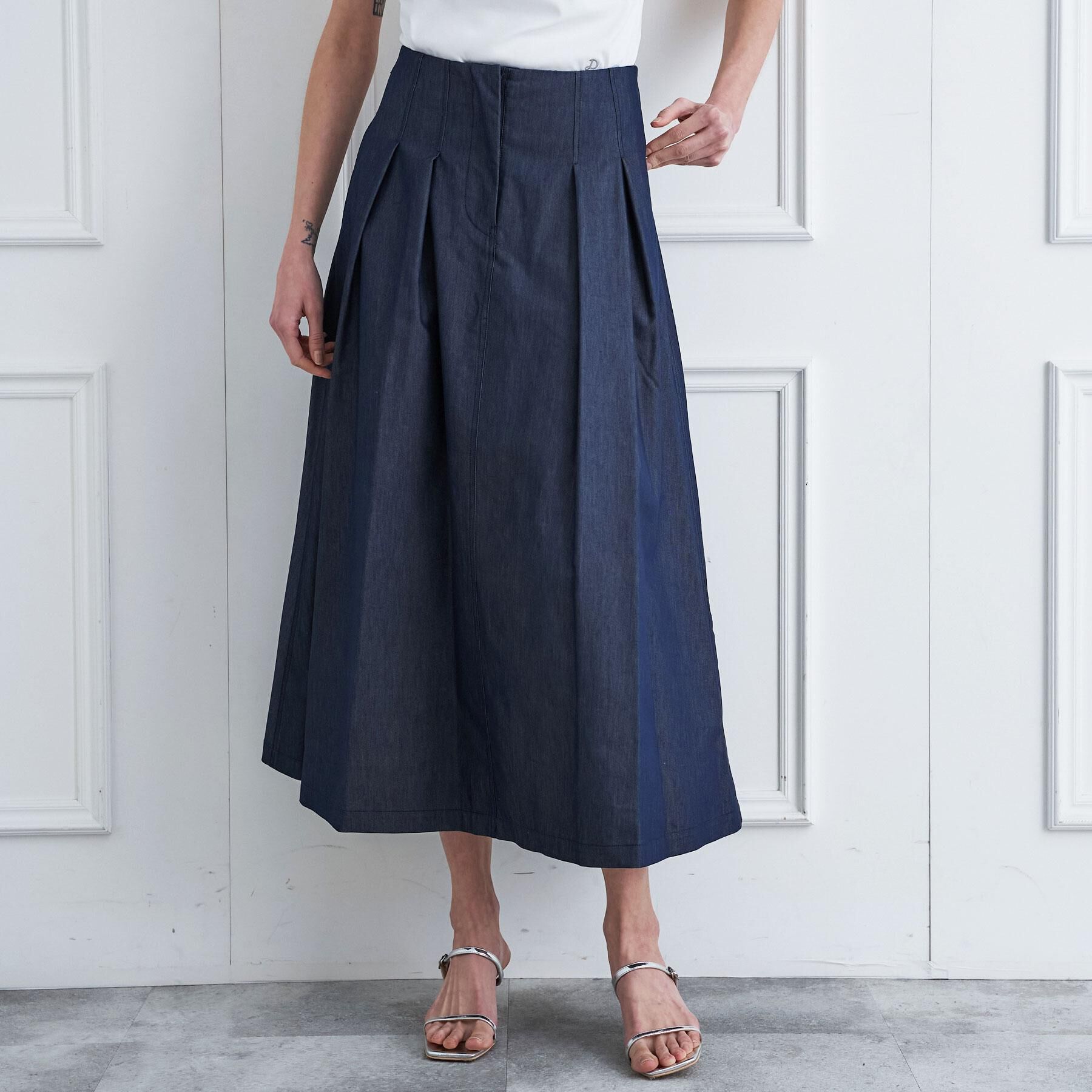 DRESSTERIOR「クールタッチ デニムライク タックスカート」|スカート|