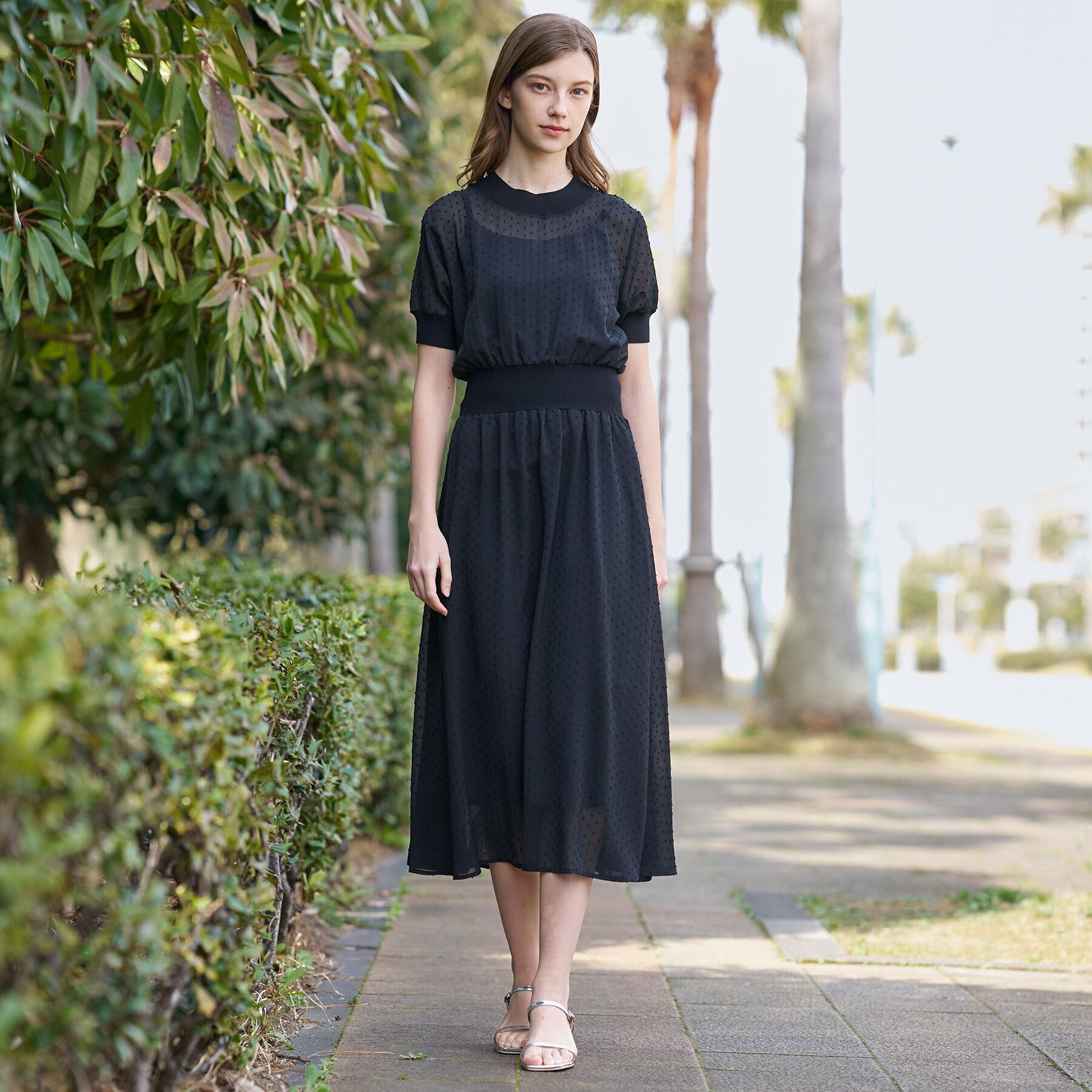 DRESSTERIOR「【otonaMUSE5月号掲載/ウォッシャブル】ドットカットジャガードドレス」|ワンピース|