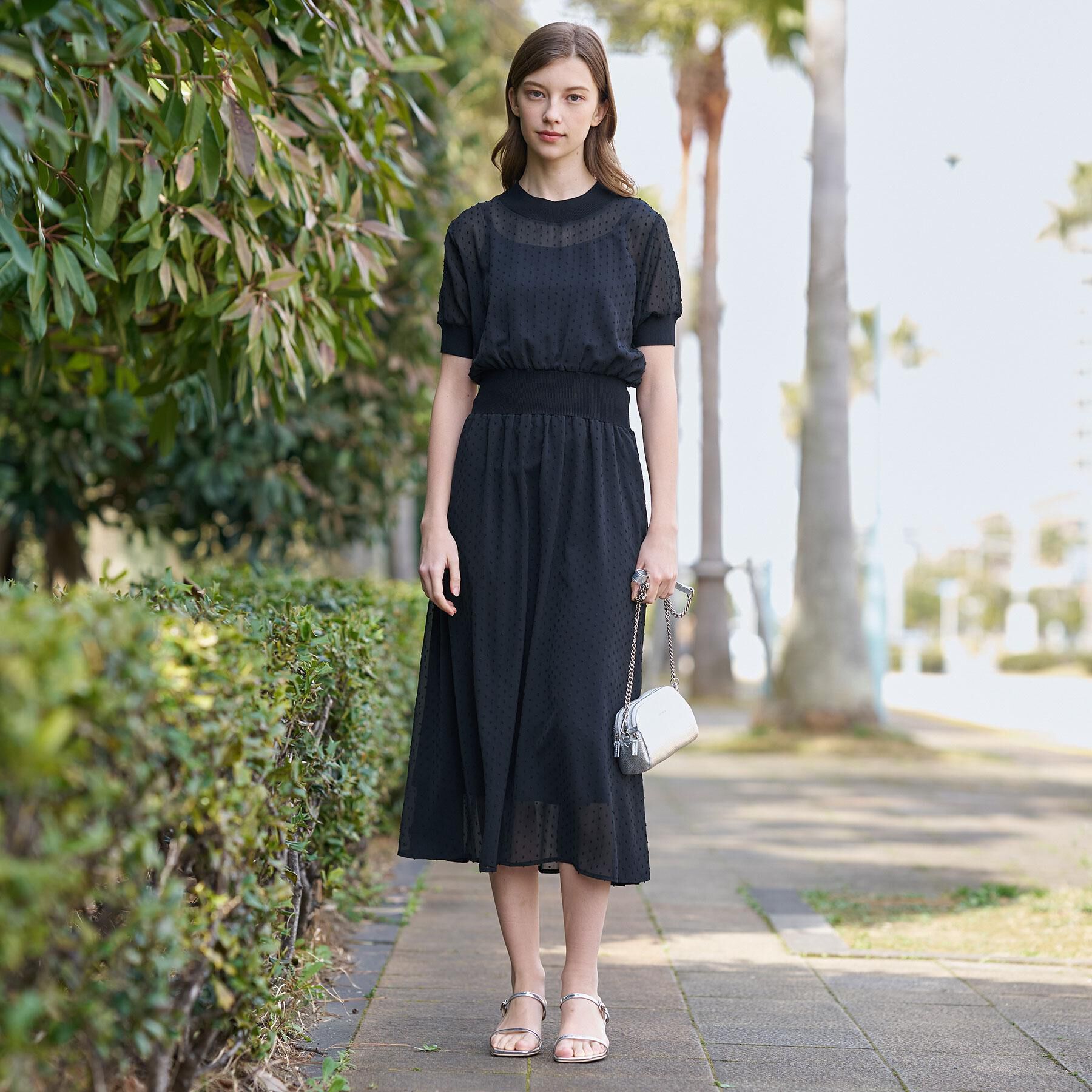 DRESSTERIOR「【otonaMUSE5月号掲載/ウォッシャブル】ドットカットジャガードドレス」|ワンピース|