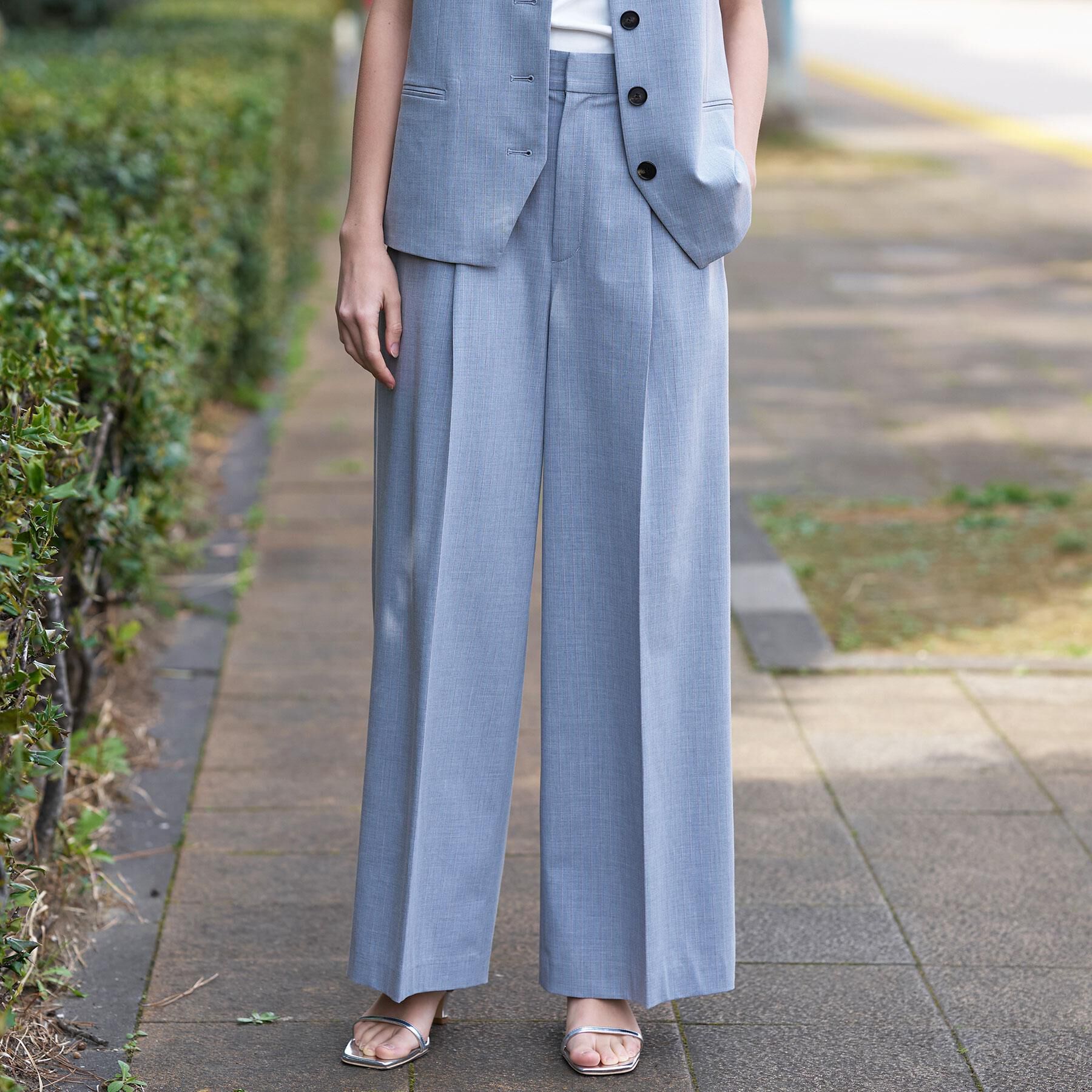 DRESSTERIOR「【セットアップ可/ウォッシャブル】ストライプ2WAYストレッチ サイドラインパンツ」|その他|グレー(312)