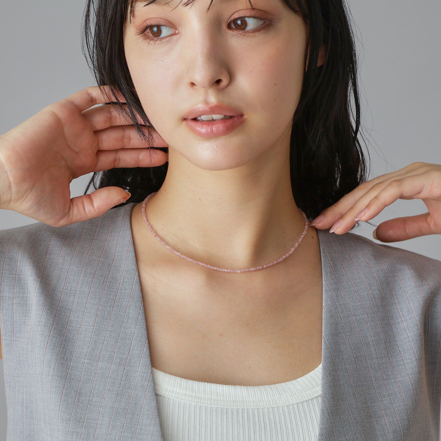 DRESSTERIOR「ローズクオーツストーンネックレス」|ネックレス|