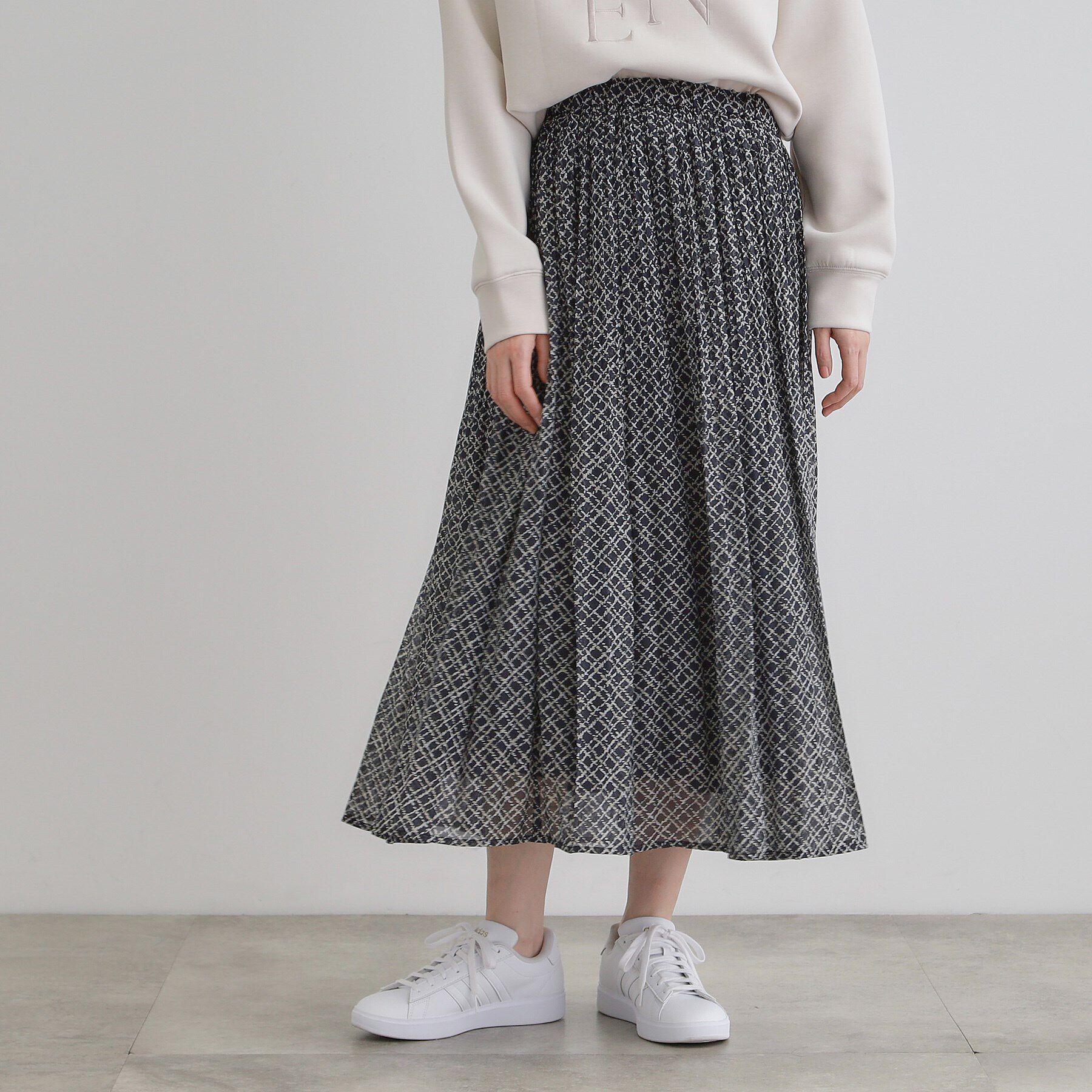 grove「ツイーディチェックオーガンジースカート」|スカート|ネイビーベース(19