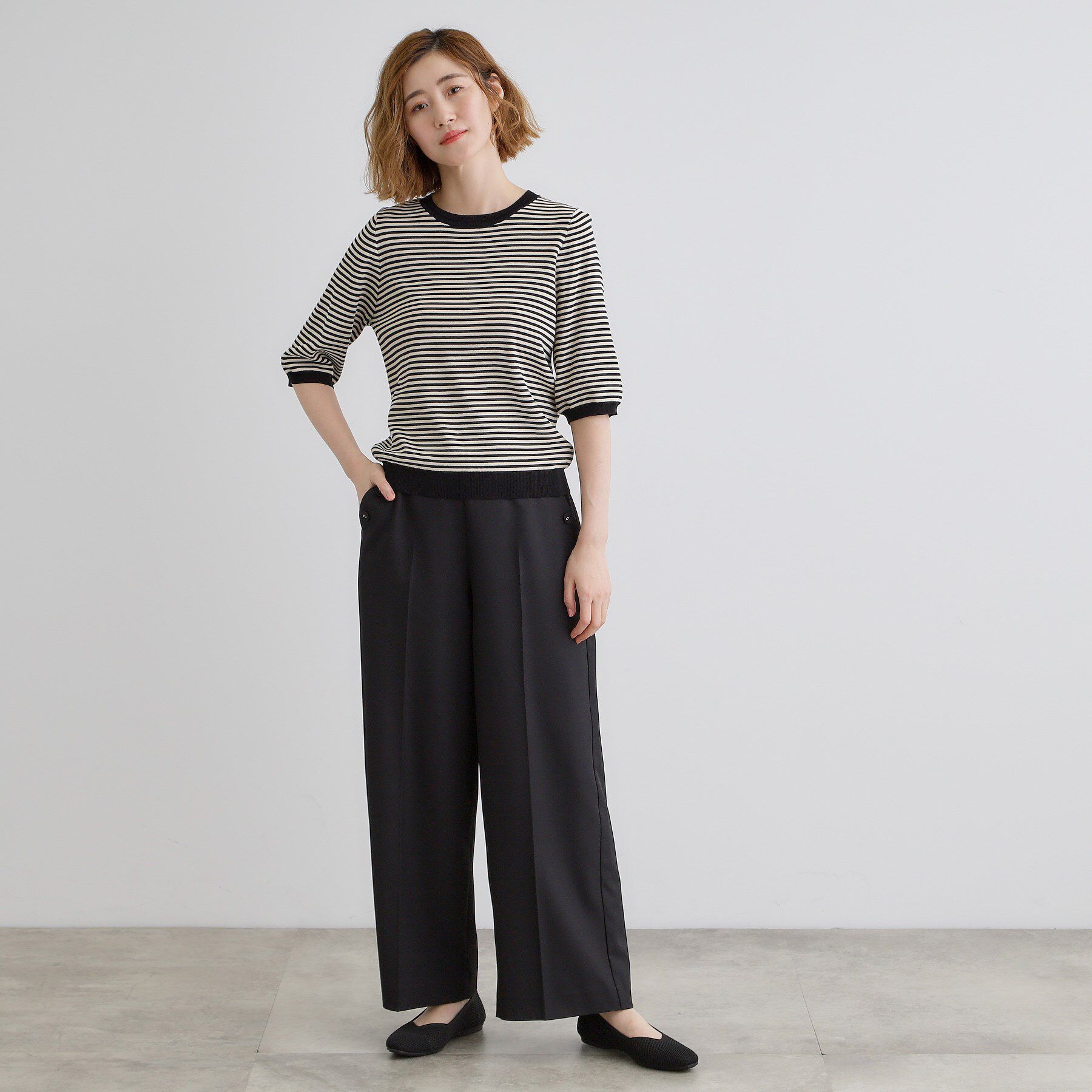 grove「ひんやり多機能・やわらかドライタッチ五分袖プルオーバー」|ニット・セーター|