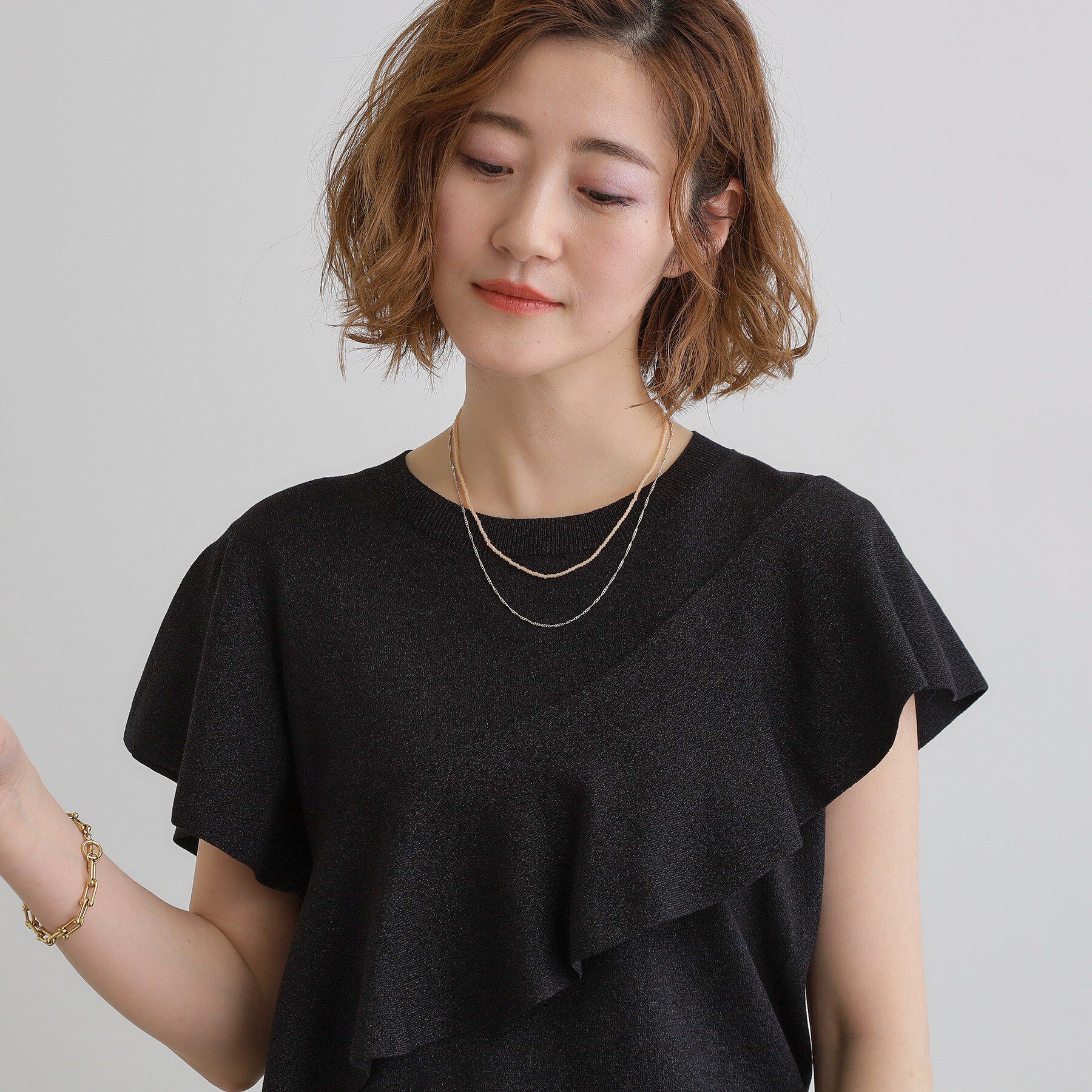 grove「ビーズメタルチェーンネックレス」|ネックレス|