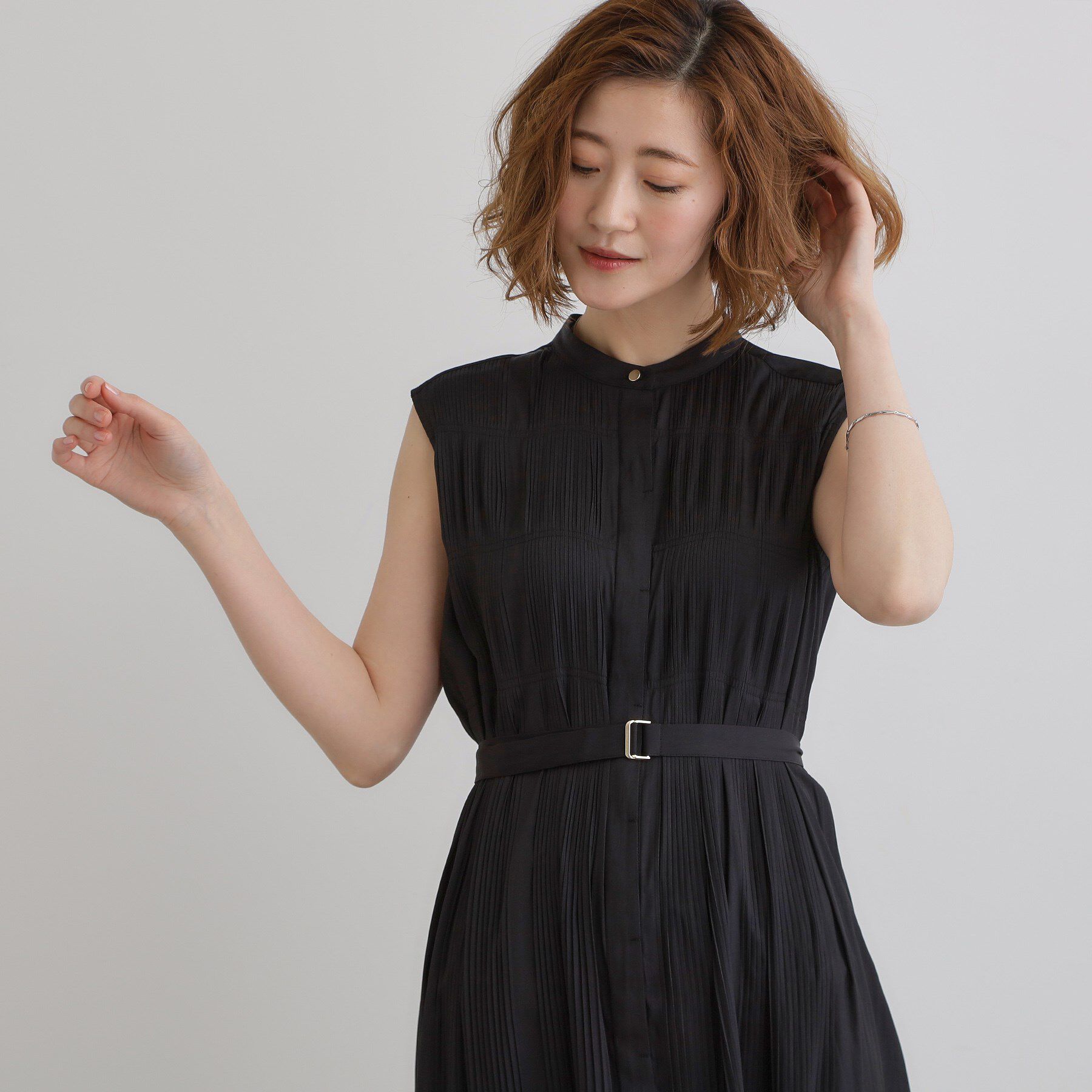 grove「贅沢プリーツが華やかなシャンブレープリーツワンピース」|ワンピース|