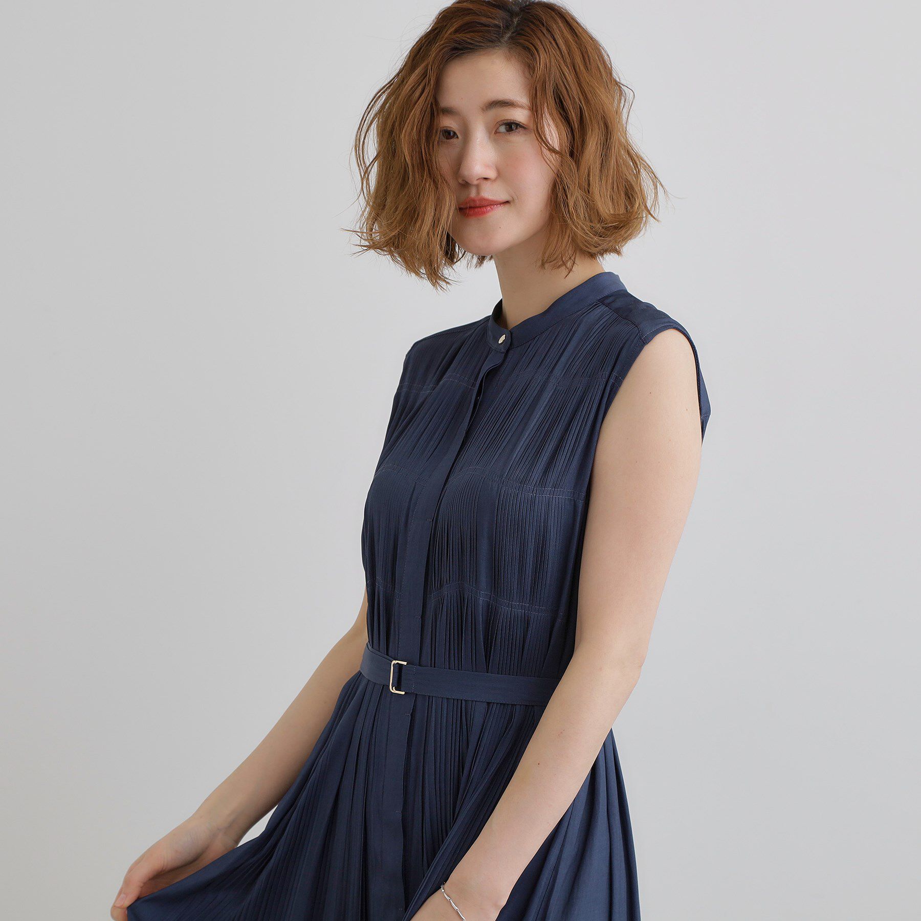 grove「贅沢プリーツが華やかなシャンブレープリーツワンピース」|ワンピース|