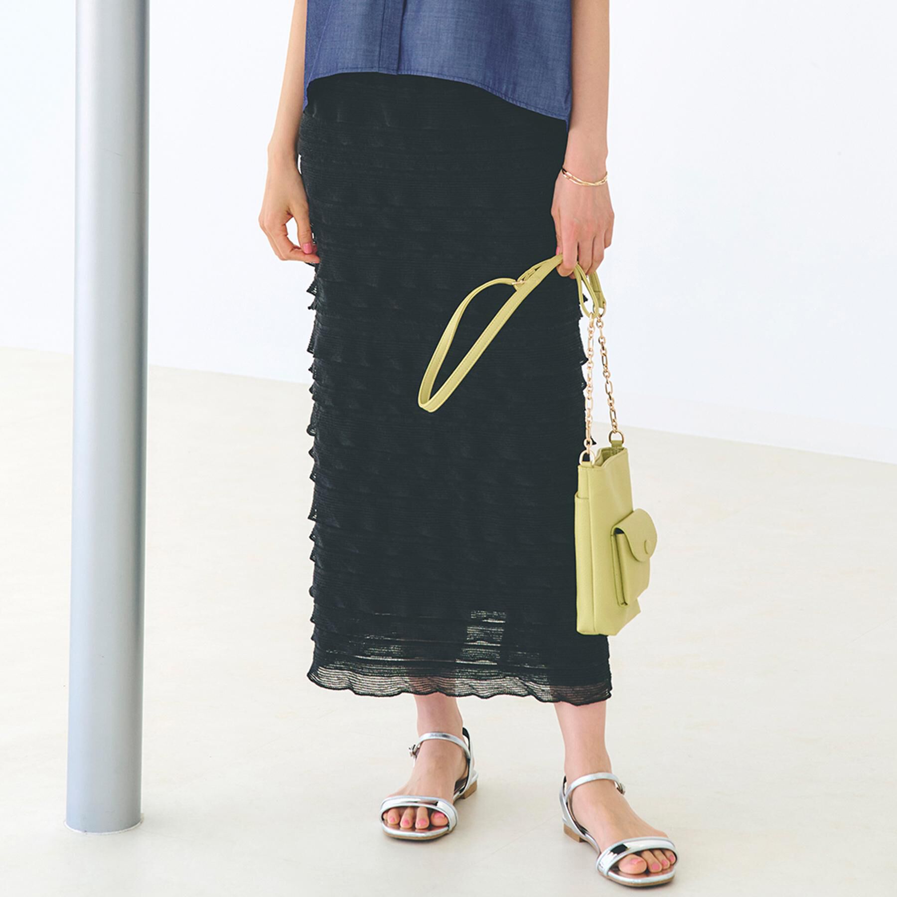 grove「フリルナロースカート」|スカート|ブラック(019)