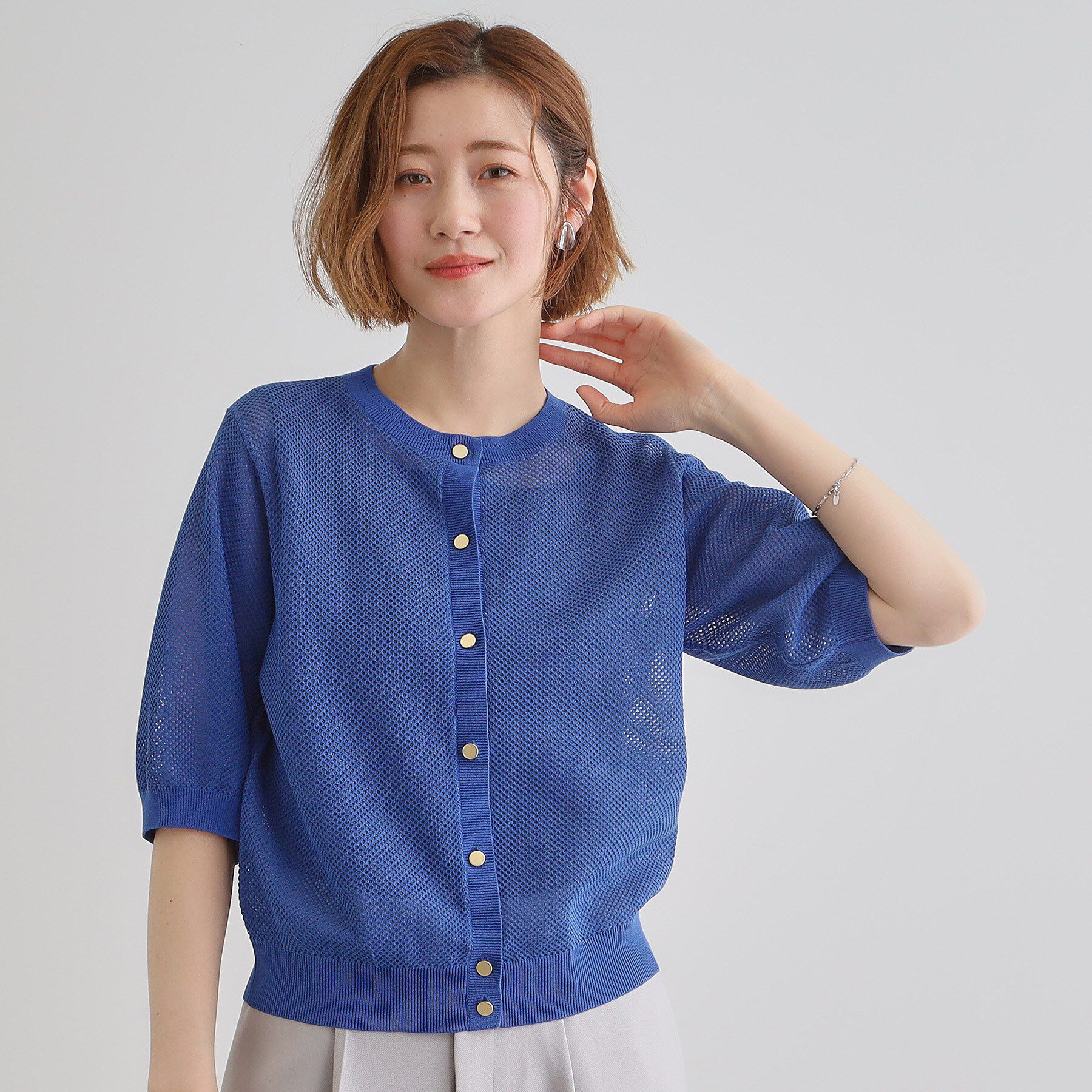 grove「1枚でも映える上品メッシュカーディガン」|カーディガン|