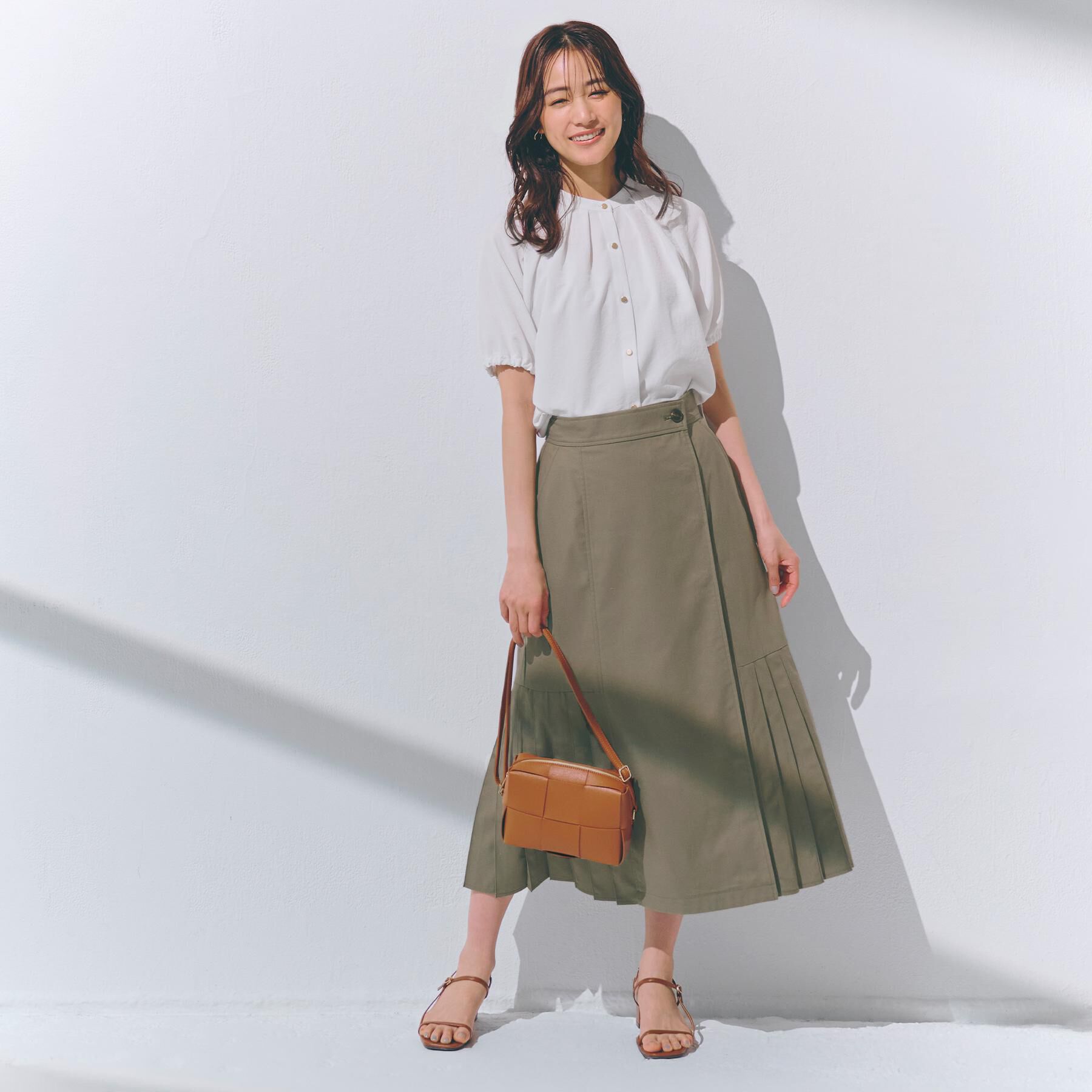 grove「【洗える・シワになりにくい】麻調スリーブドロストブラウス」|シャツ・ブラウス|