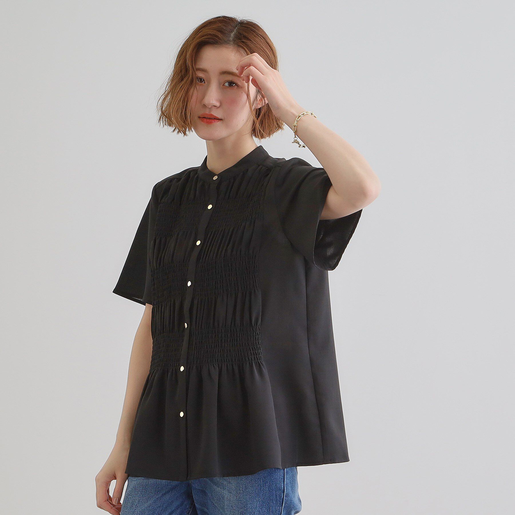 grove「大人の抜け感シアースラブシャーリングブラウス」|シャツ・ブラウス|