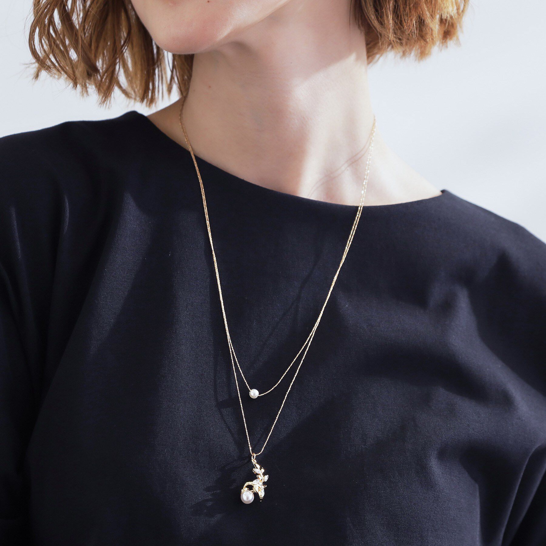 grove「フラワーモチーフパール調ネックレス」|ネックレス|