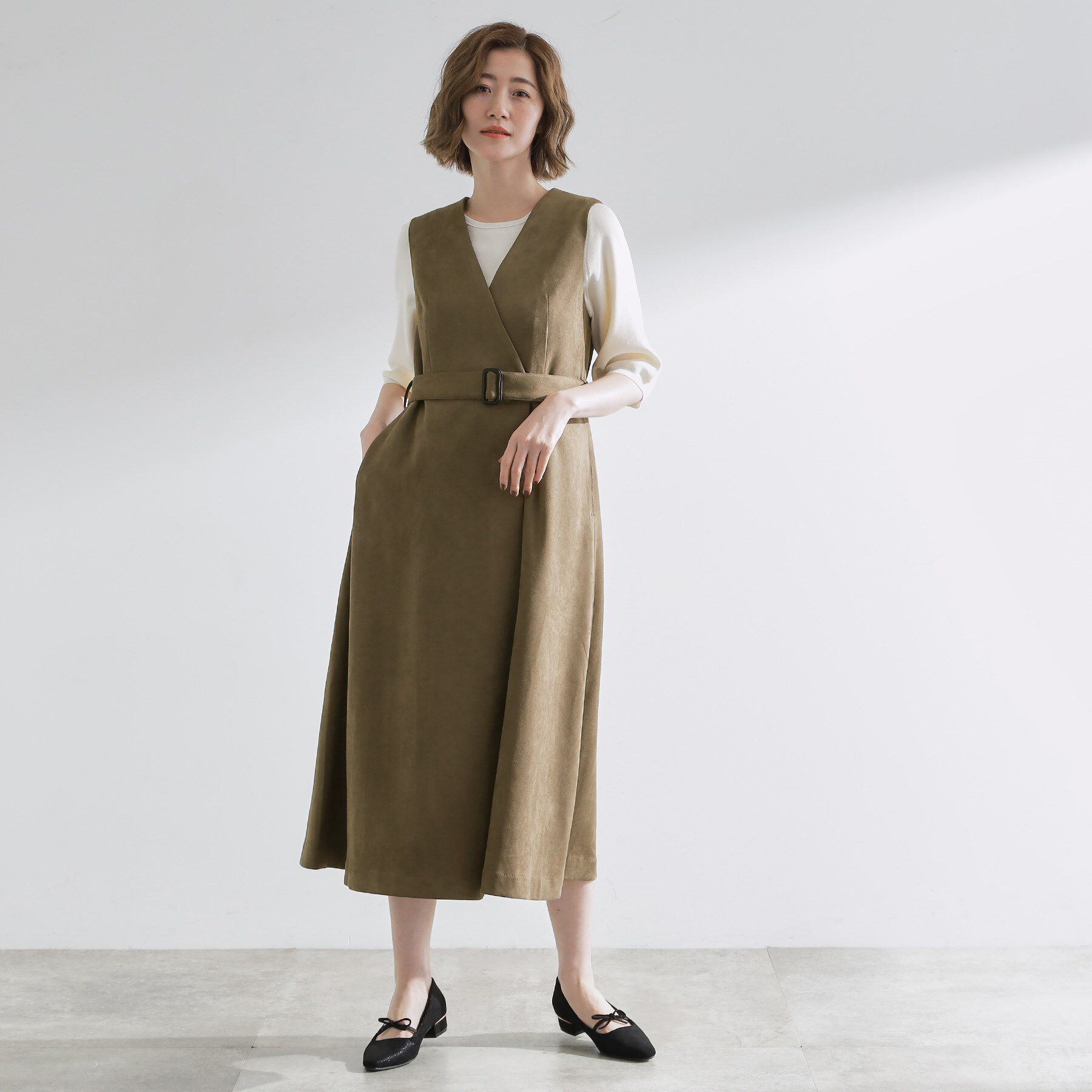 grove「【2WAY】スウェード調ジレワンピース」|ワンピース|