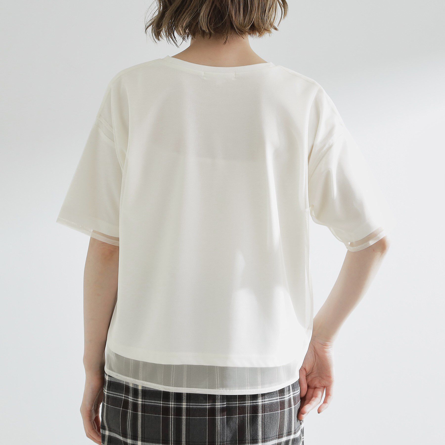 grove「ラフだけどおしゃれ　チュールレイヤードTシャツ」|Tシャツ・カットソー|