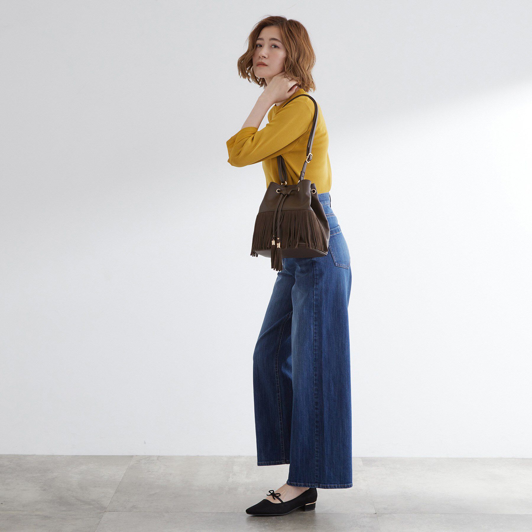 grove「スエードフリンジ巾着ショルダーバッグ」|ショルダー・メッセンジャー|