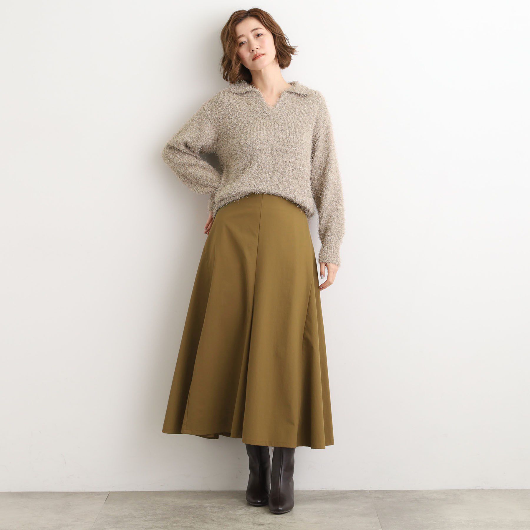 grove「もっちりナイロンストレッチトラペーズスカート」|スカート|