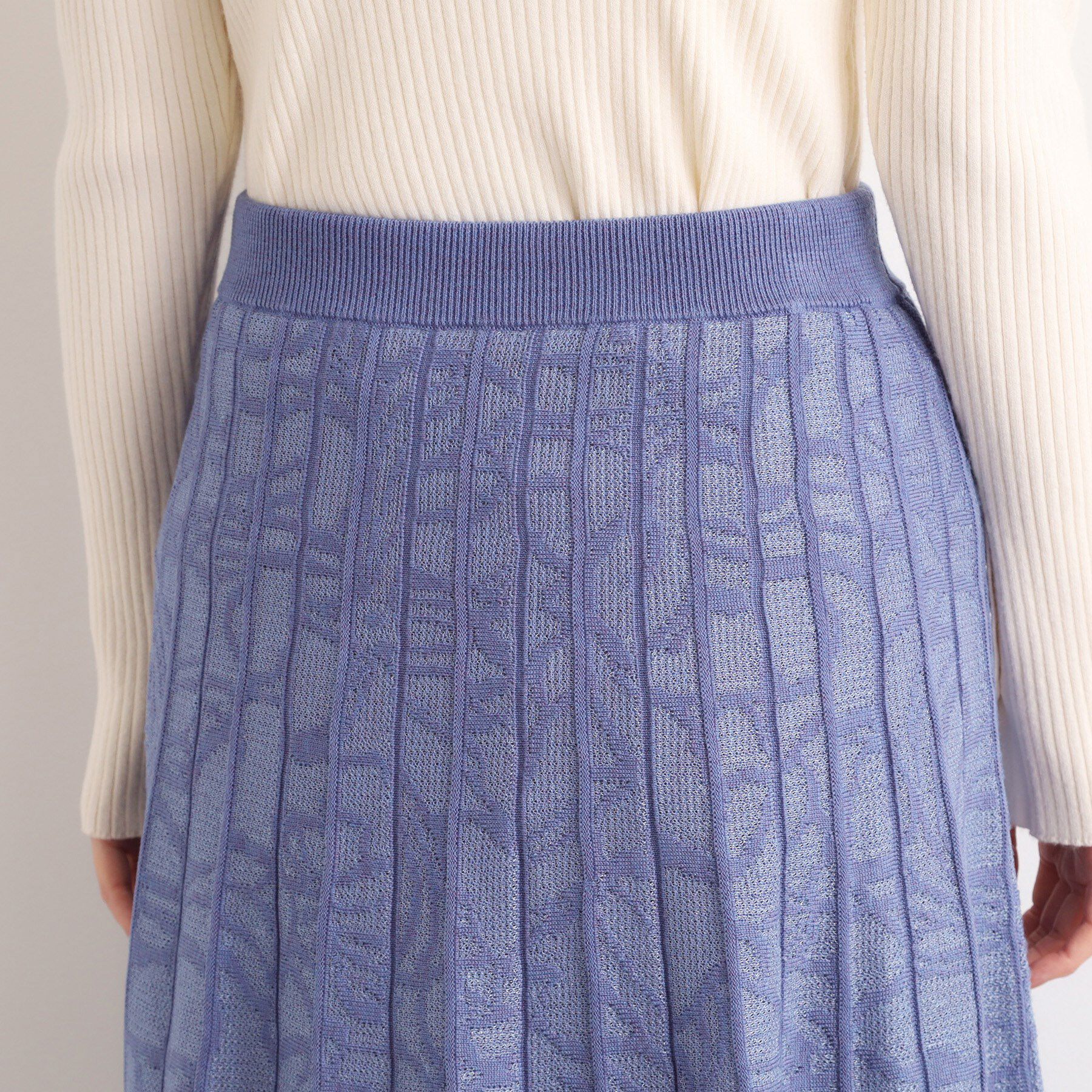 grove「【SET UP対応】レース柄ジャカードプリーツ風ニットスカート」|スカート|