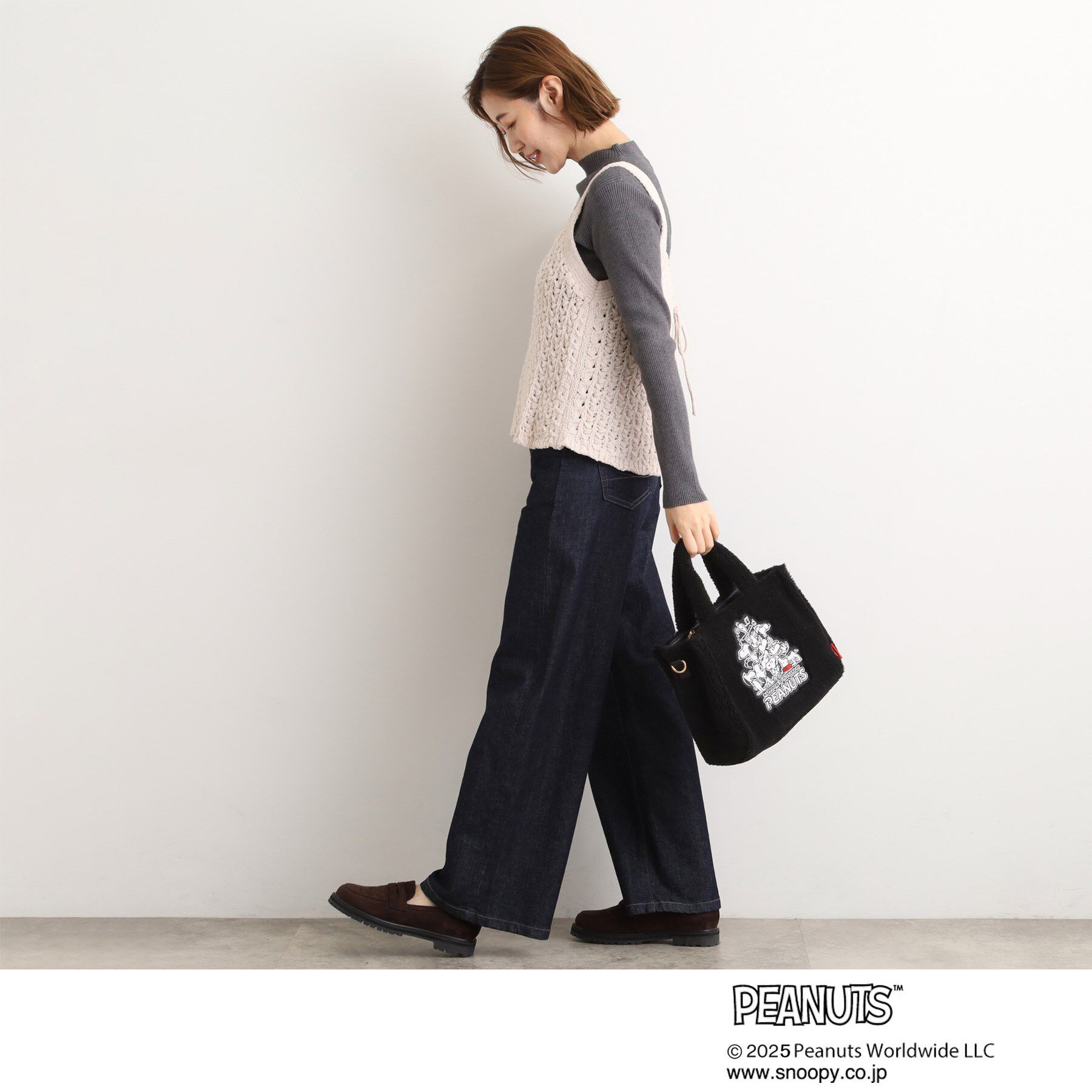 grove「【PEANUTS】ボアスクエア2WAYトート」|トートバッグ|