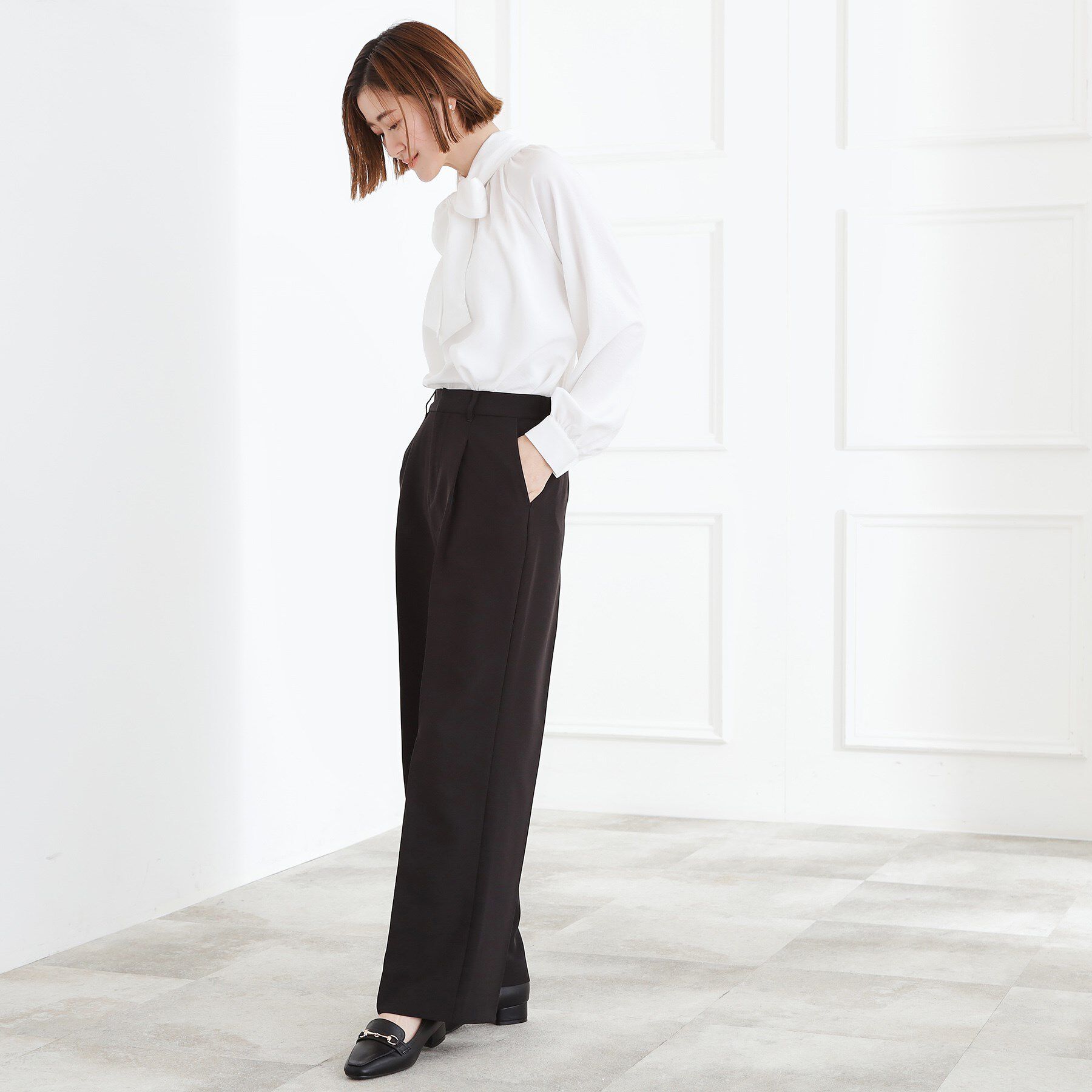 grove「【マシンウォッシュ／防シワ/SS-3L】ストレッチワイドパンツ」|その他|