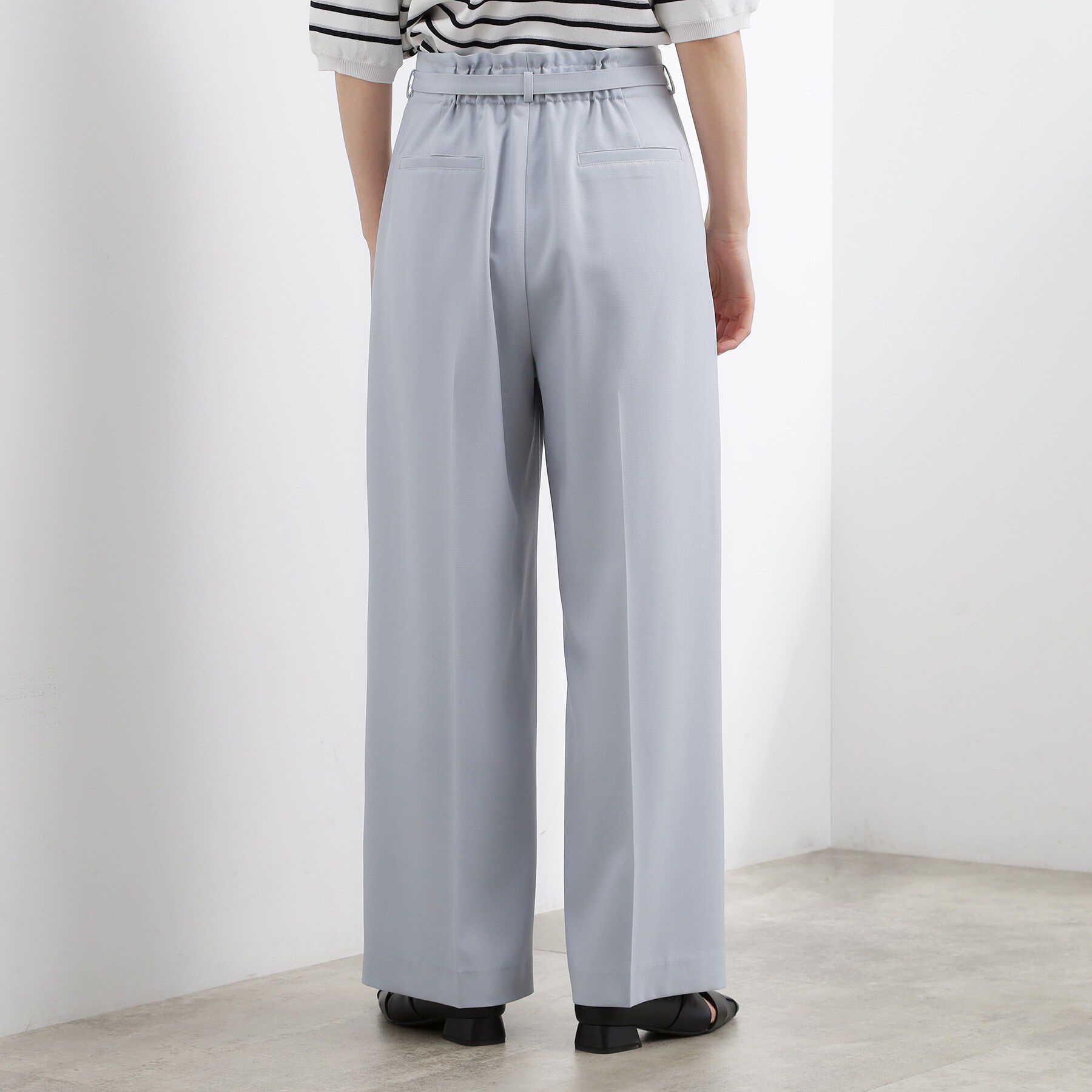 grove「【洗える/お仕事にも】ウエストすっきりベルト付ワイドパンツ」|その他|